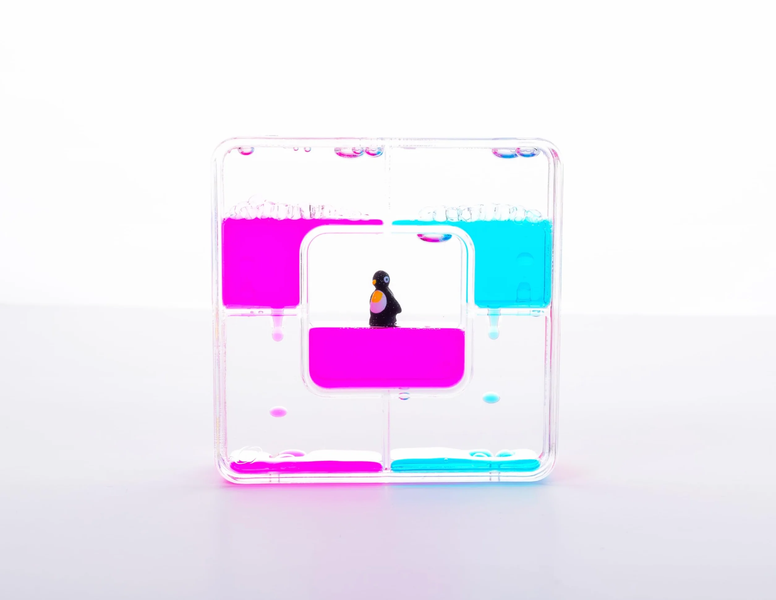 Liquid Sensory Square Penguin Timer pour Autisme, Besoins sensoriels, TDAH, Réduction Stress Anxiété