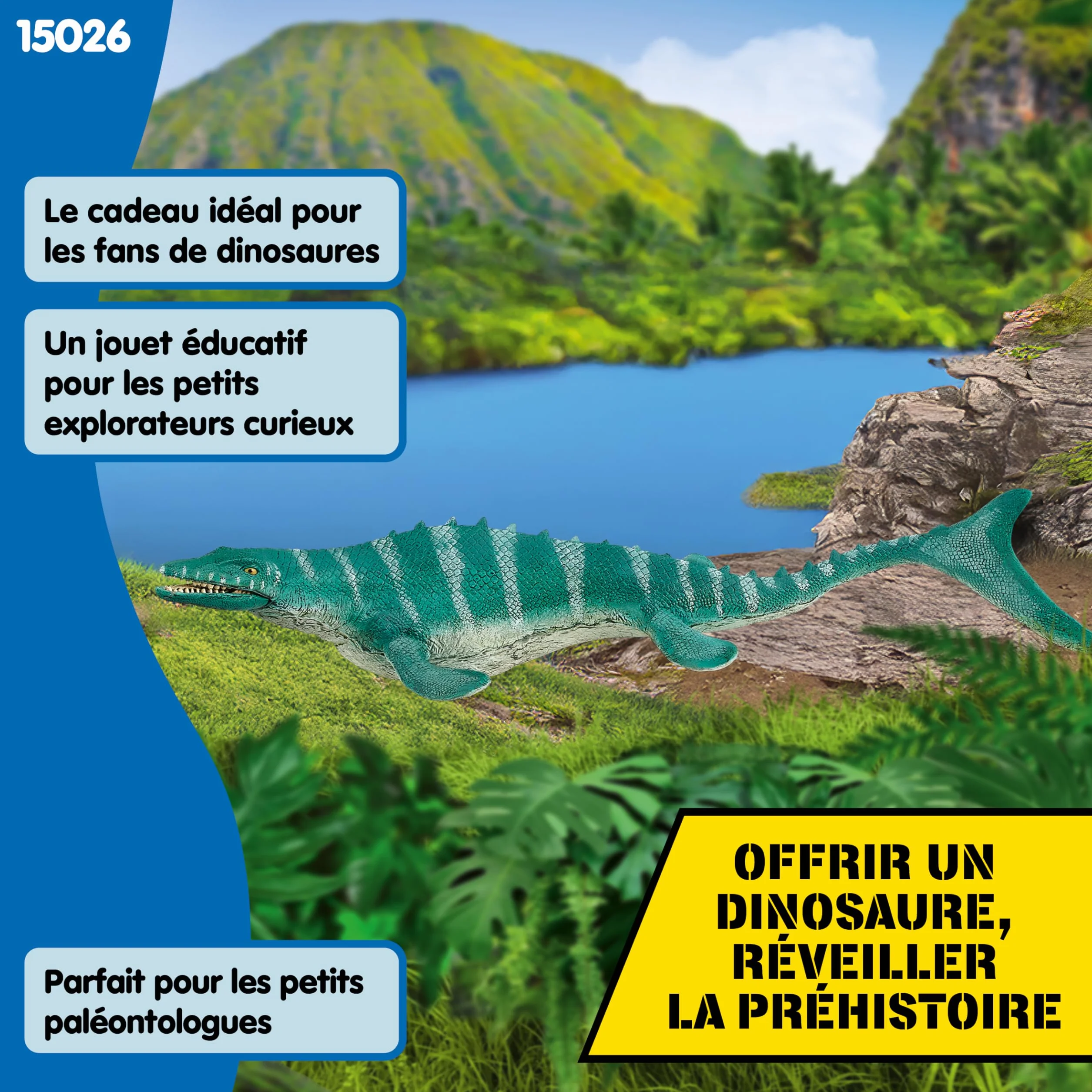 Schleich DINOSAURS Mosasaure 15026 Figurine Dinosaure Articulée 32 cm Cadeau Enfant 3 Ans