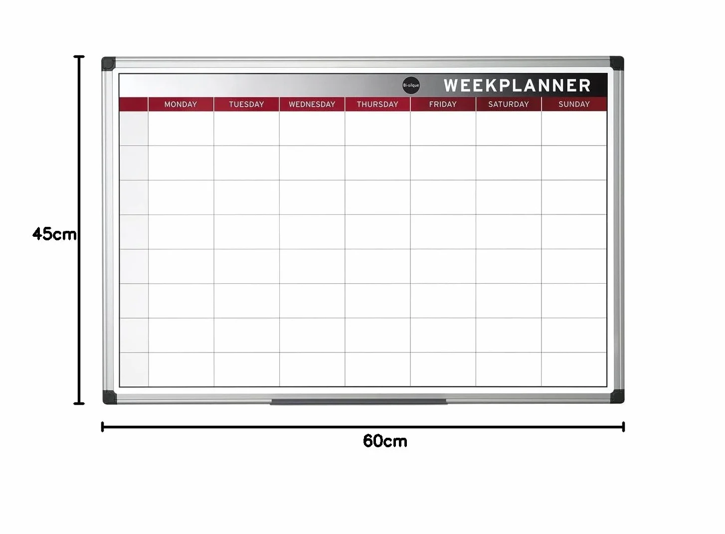 Bi-Office Planificateur Semaine magnétique cadre aluminium 60 x 45 cm