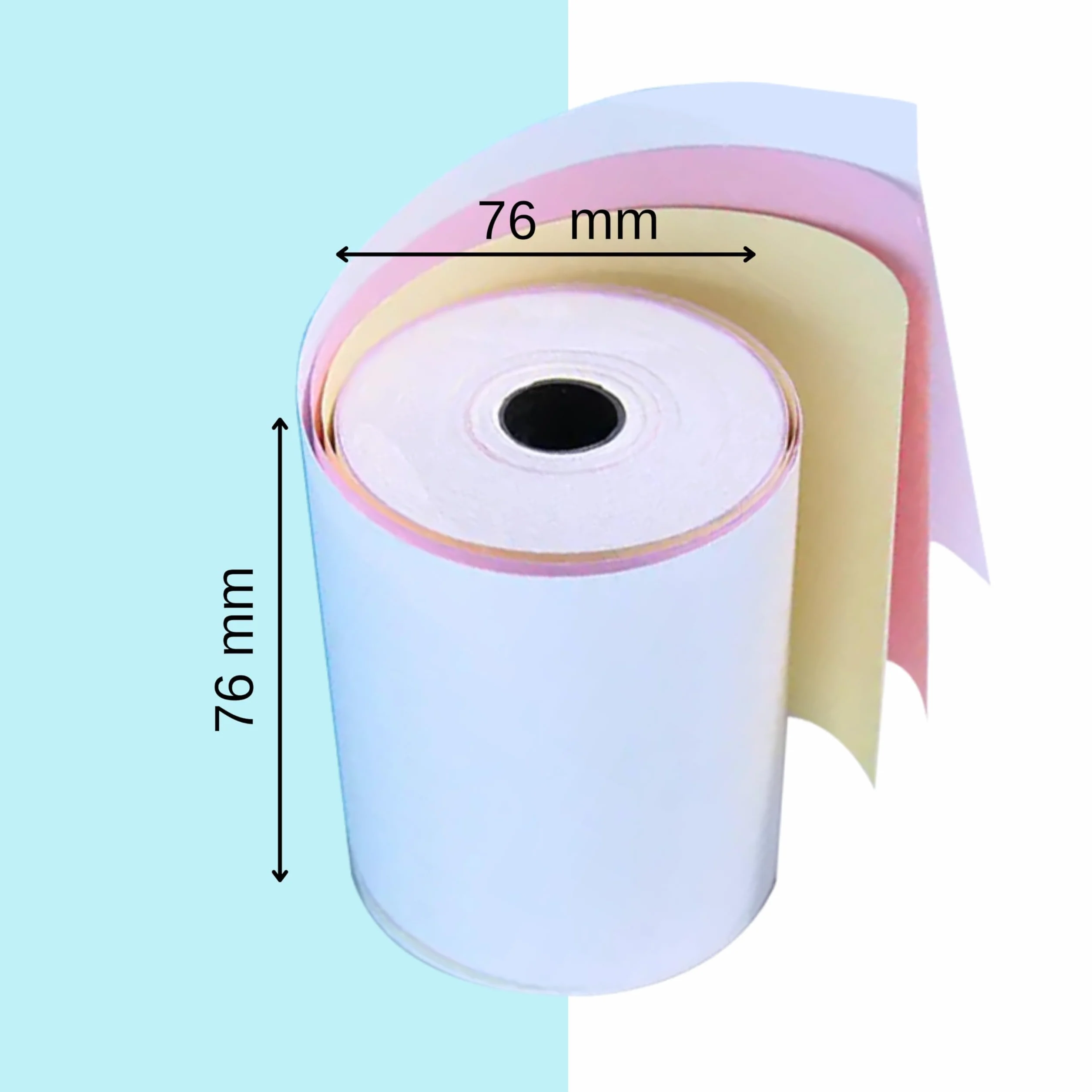 Double Dragon Rouleau Papier Carbone Sans Thermique 3 Couches 76 x 76 mm pour Imprimante Cuisine, Calculatrice d’Impression, Ticket de Caisse - 20 Rouleaux
