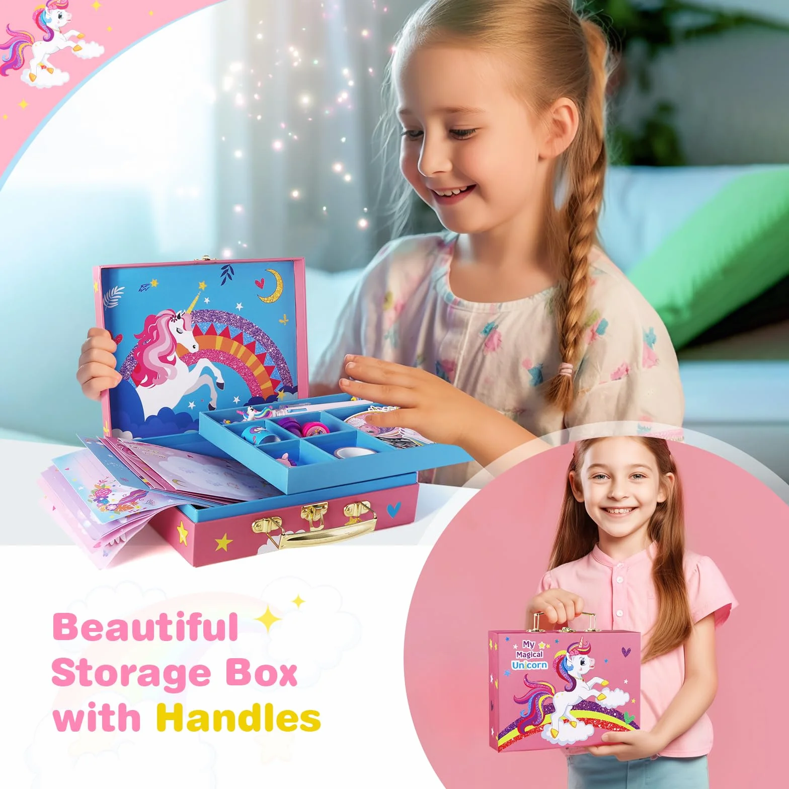 Ensemble de papeterie licorne 112 pièces pour filles 5-12 ans cadeau Noël