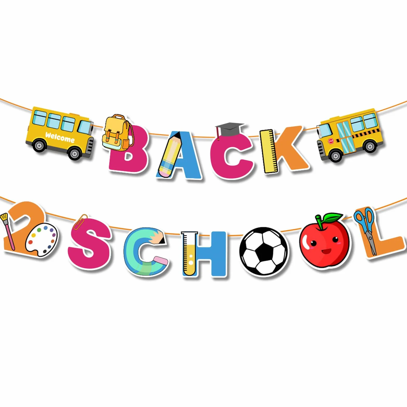 Guirlande de bienvenue pour la rentrée scolaire, décoration de salle de classe