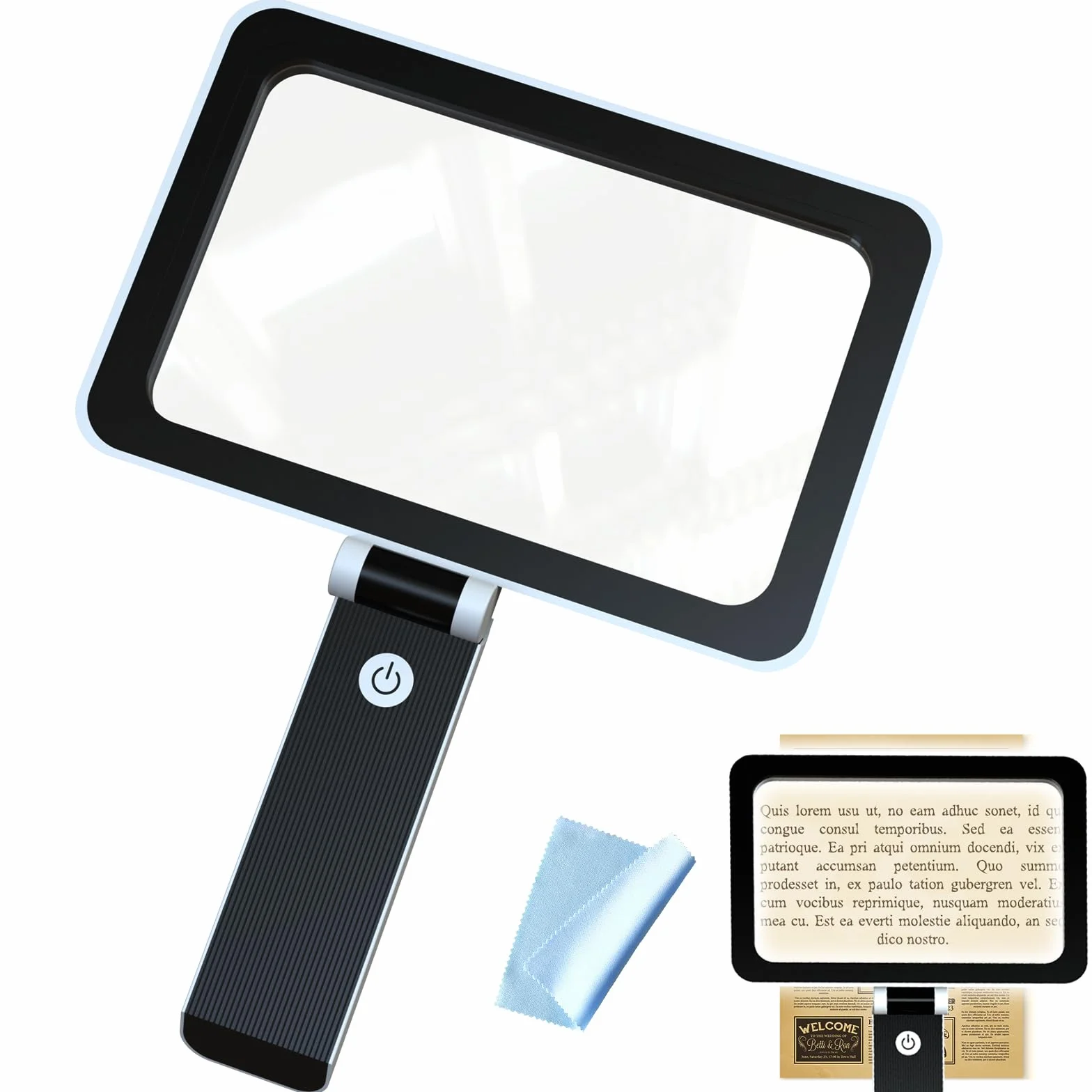 Loupe de Lecture avec Lumière 3x LED Ultra Lumineuses à Intensité Variable Pliable pour Personnes Âgées