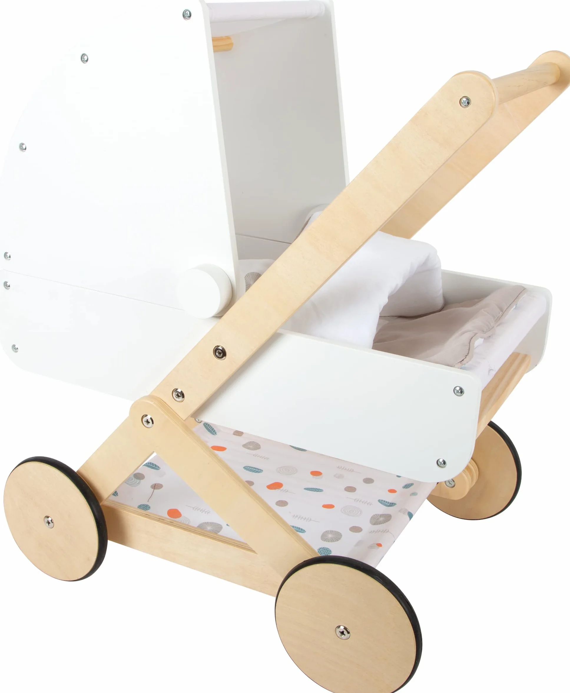 Small Foot- Landeau Haute qualité, à partir Landau Little Button en Bois, Poussette de poupée multifonctionnelle, dès 3 Ans, 11914, Multicolor