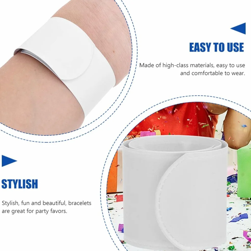 Slap Bracelets Blanc 12 pièces Bracelet Fête Peinture Bricolage Enfants