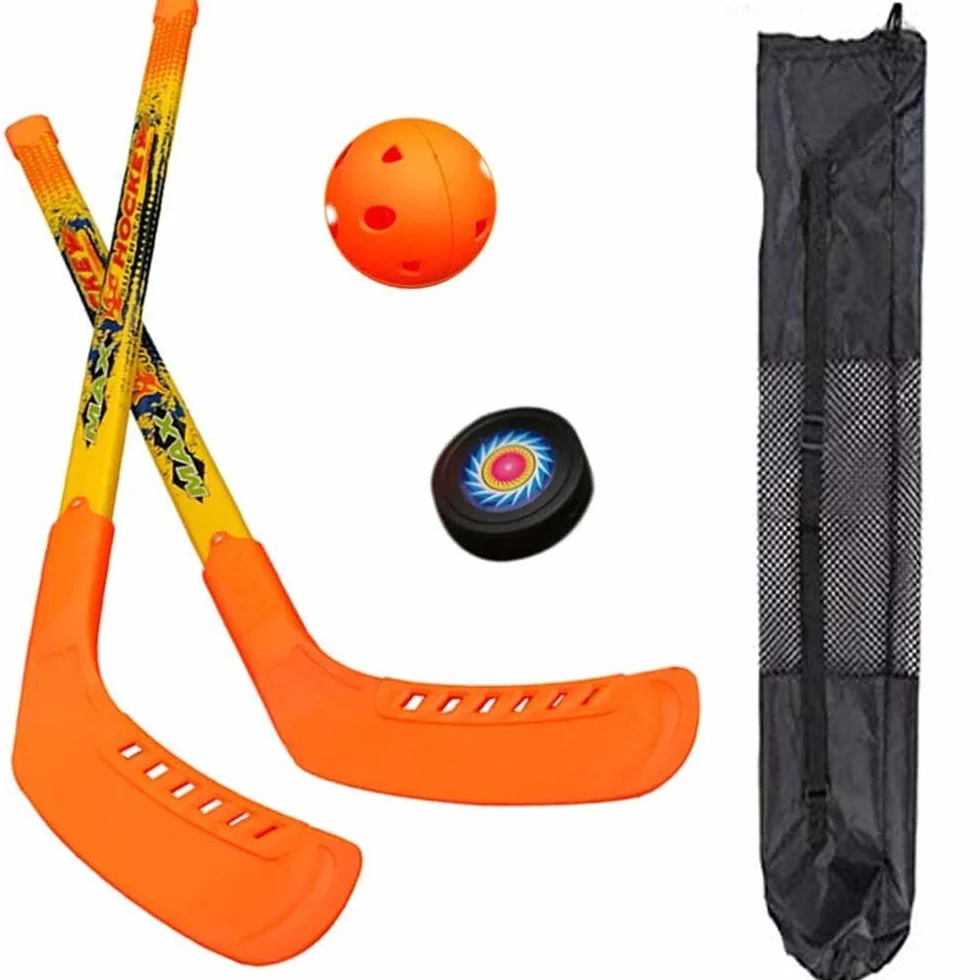 Jeu de Hockey pour Enfants 3-5 Ans Hockey sur Glace et Gazon Deux-en-Un Sac de Rangement Noir