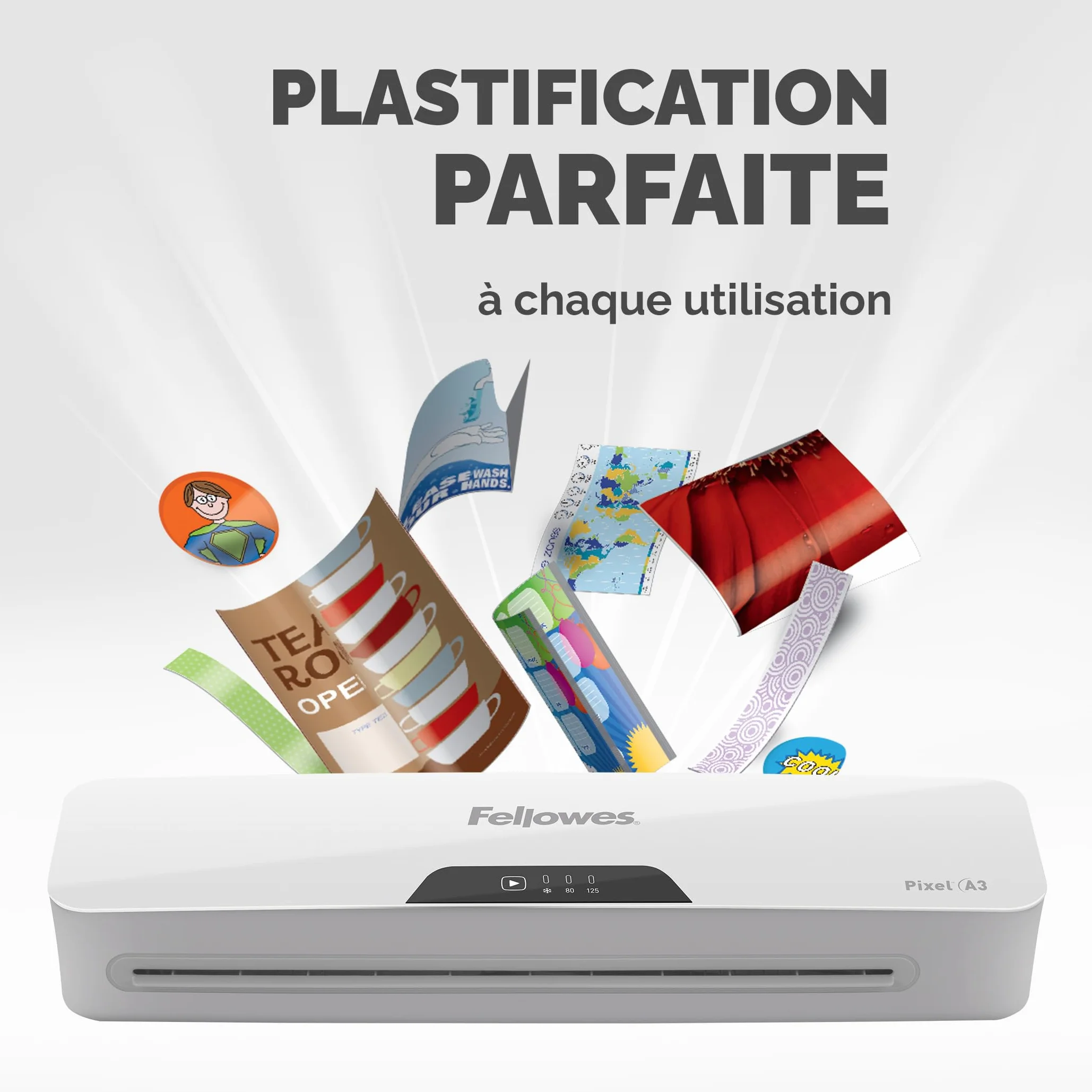 Fellowes Plastifieuse Pixel A3 125 microns avec 10 pochettes