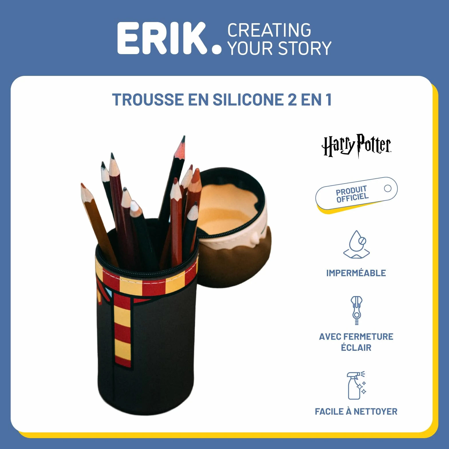 Trousse Harry Potter Silicone Extensible Fournitures Scolaires Grupo Erik