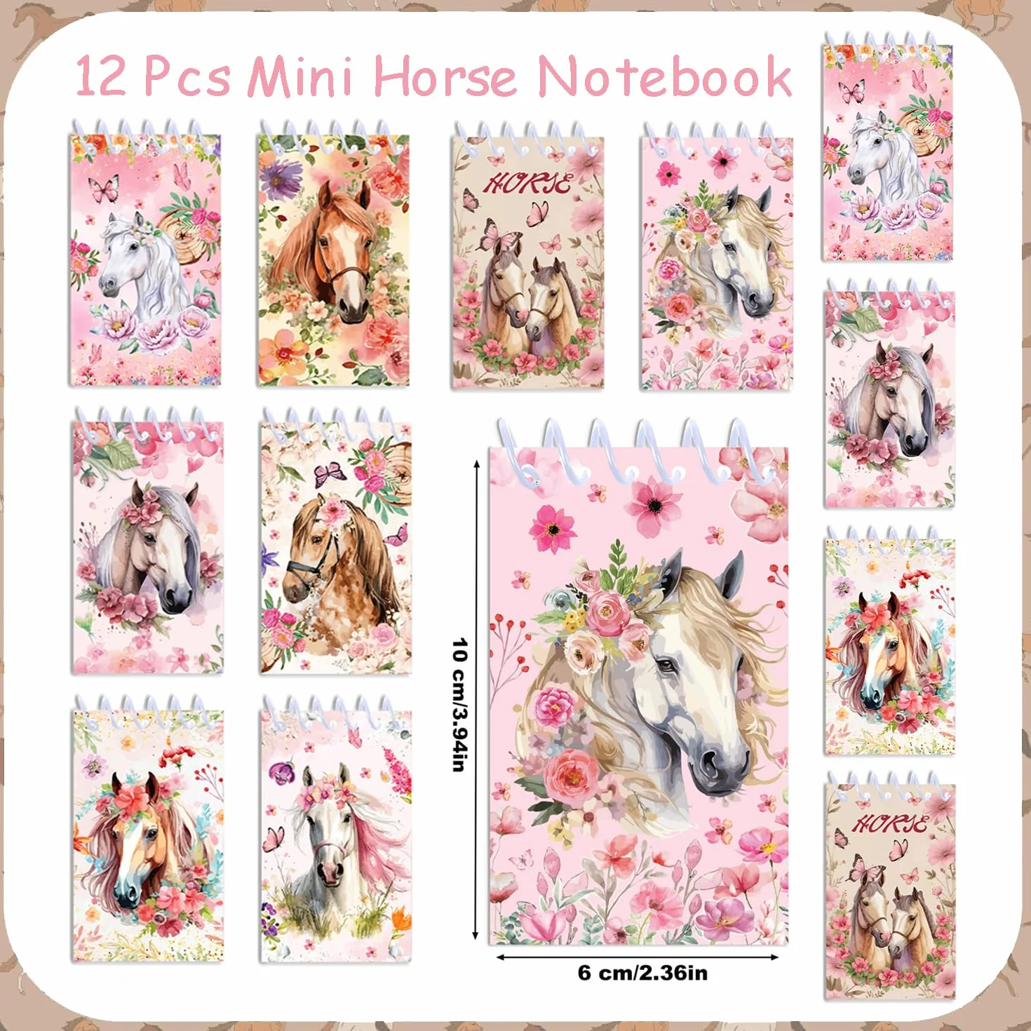 Ensemble de papeterie à thème cheval 86 pièces avec stylos, carnets, autocollants et sacs cadeaux