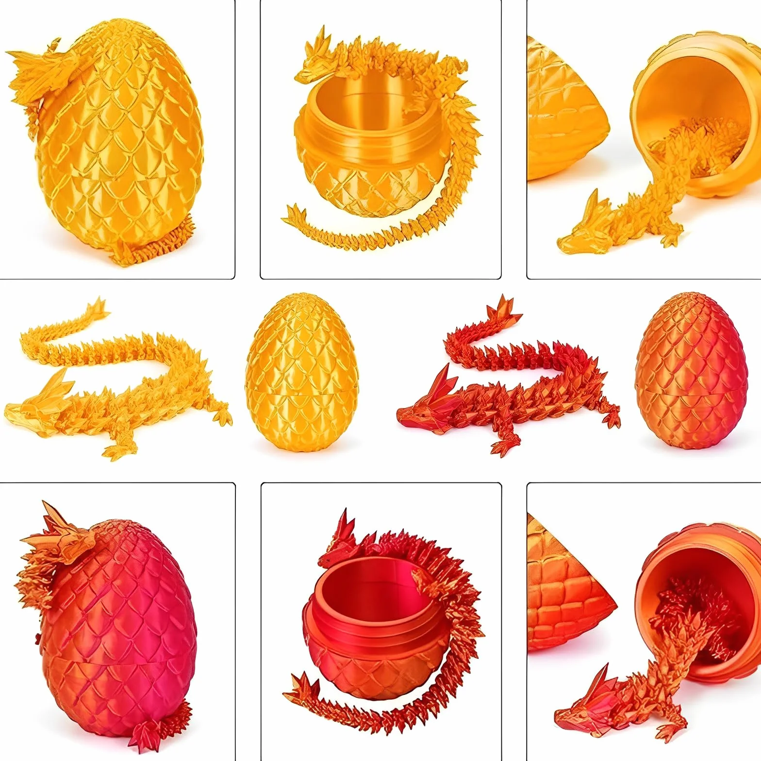 Lot de 4 œufs de dragon 3D imprimés, jouet mobile pour amateurs de dragons