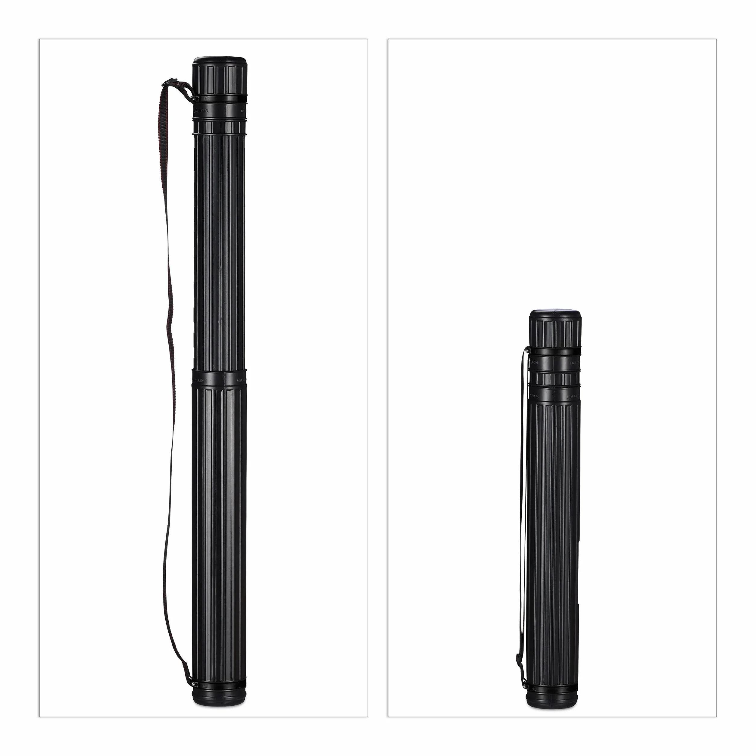 Relaxdays Tube de Transport pour Poster et Dessin, Extensible 64-107 cm, Format 0A, Noir