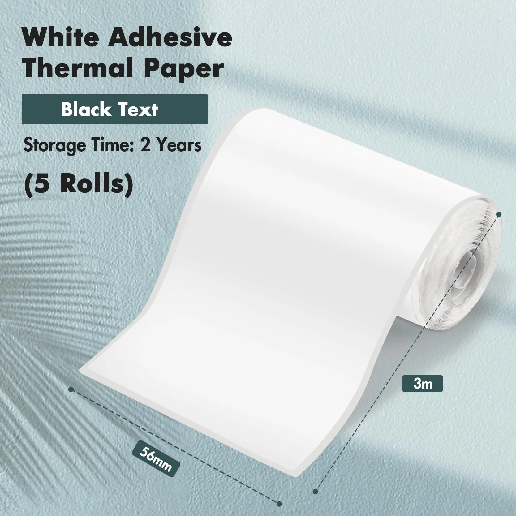 Papier Thermique Blanc 57 mm x 25 mm 5 Rouleaux pour Imprimante