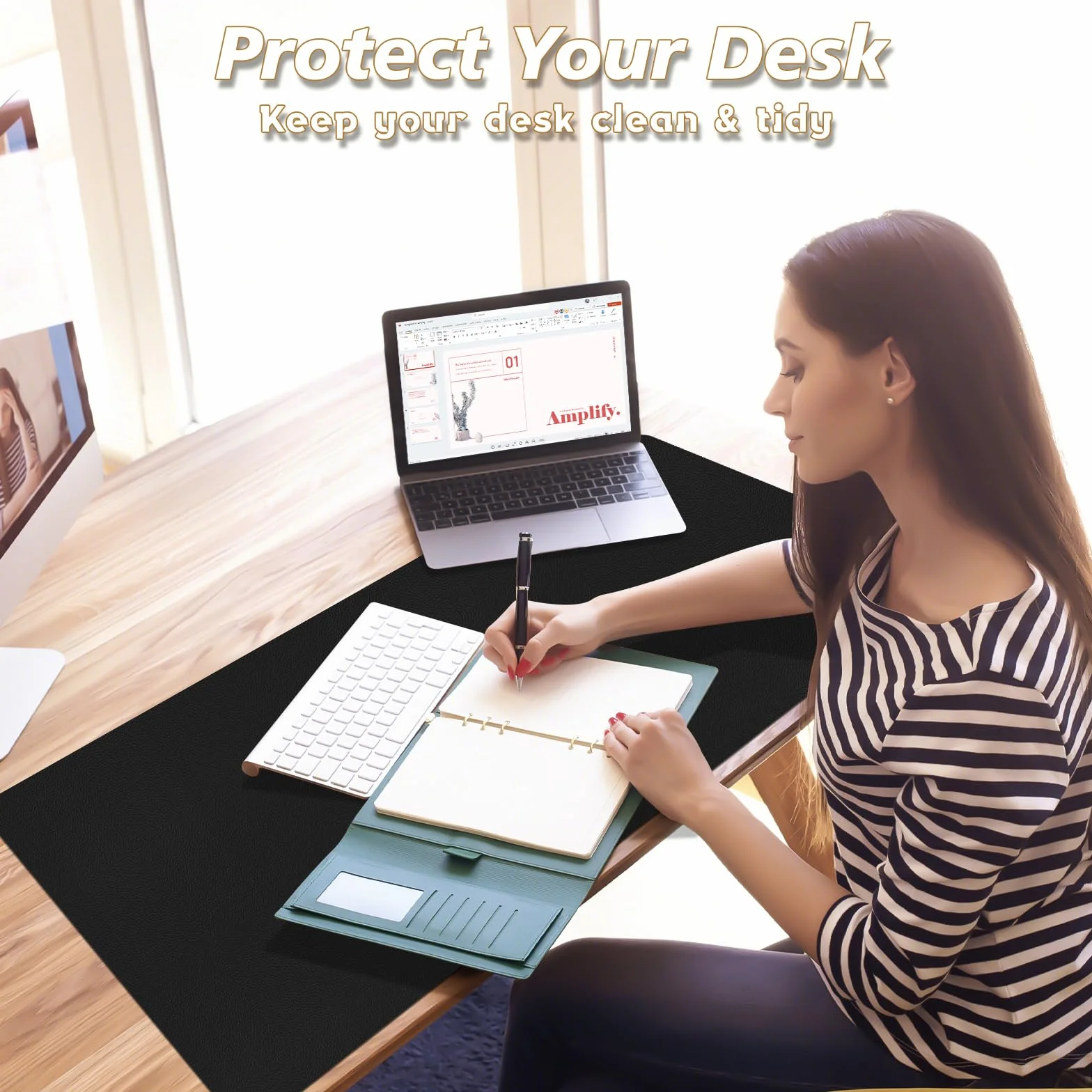 Niviy Tapis de Souris Cuir PU 60x40cm Antidérapant Imperméable Sous-Main Bureau
