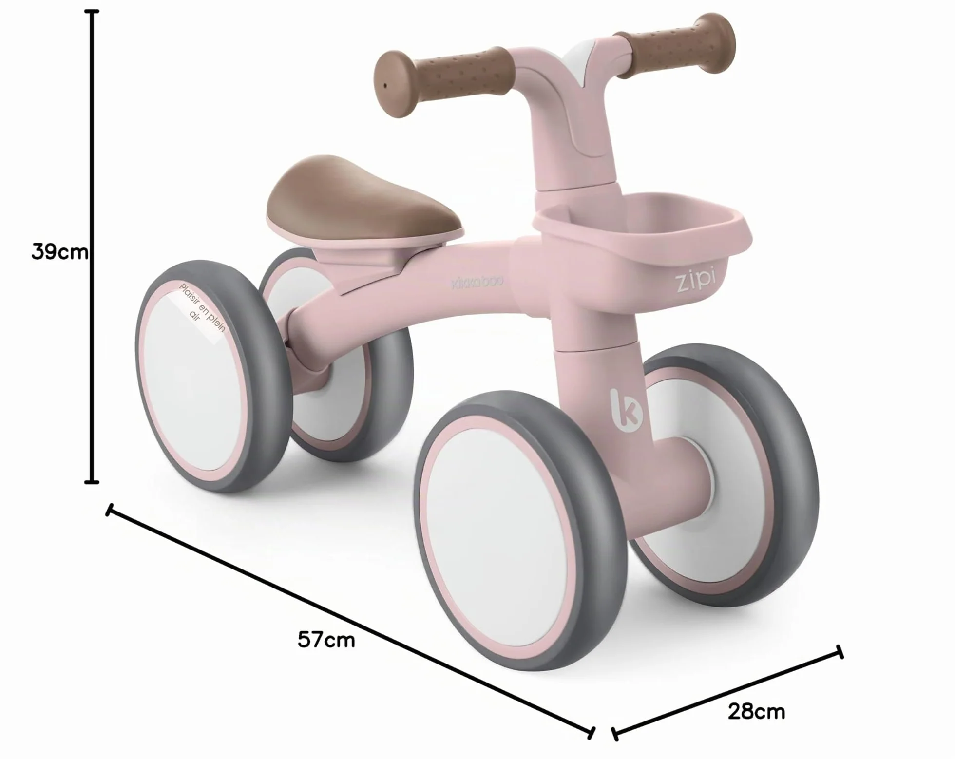 KikkaBoo Vélo sans pédales ZIPI, vélo d'équilibre bébé 1-3 Ans avec Panier réglable
