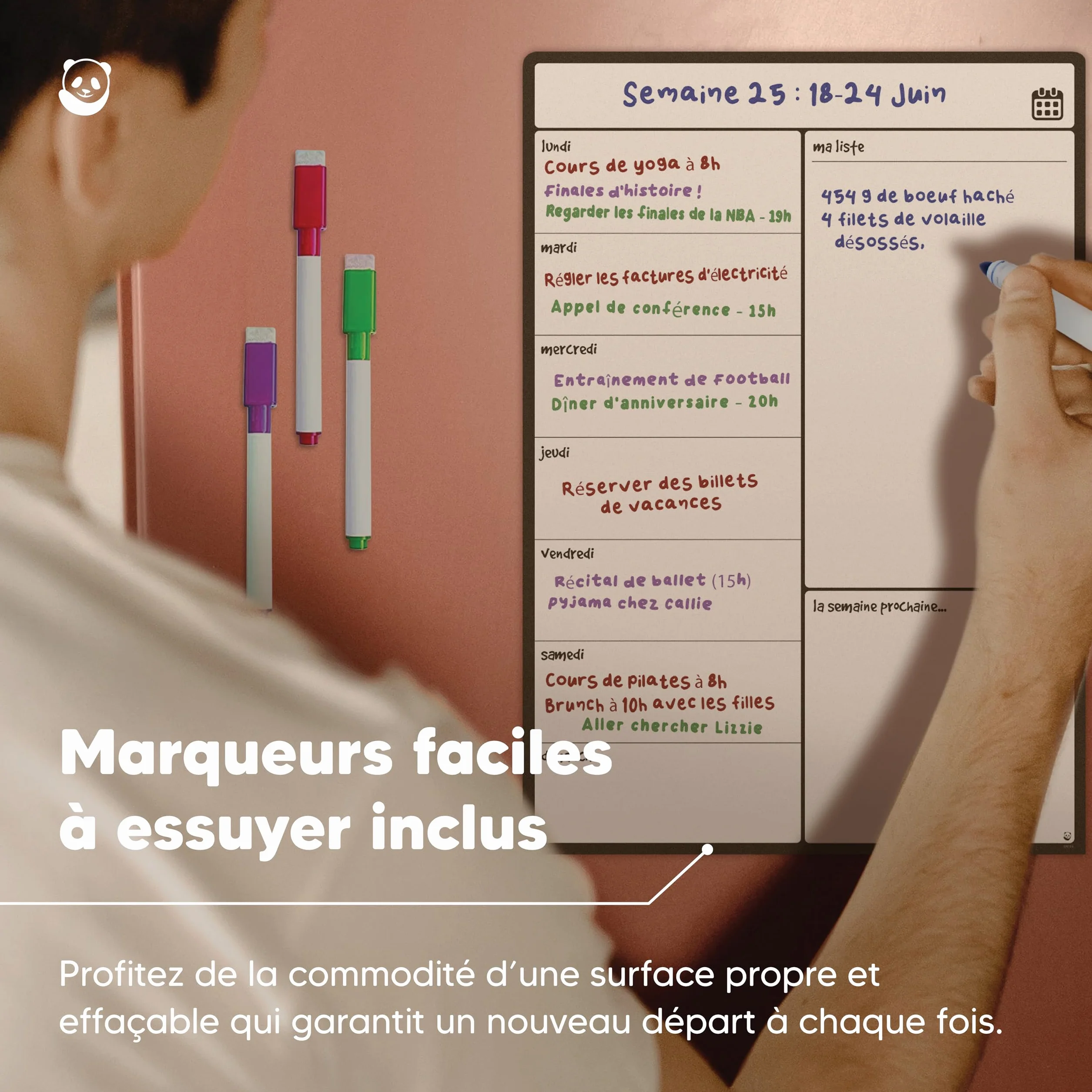 Smart Panda Calendrier Magnétique Frigo Planification Repas Familiaux A4 Français