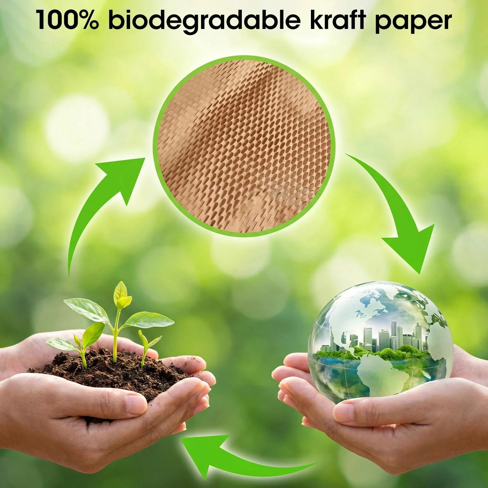 Papier d'emballage en nid d'abeille 30cm x 50m Rouleaux de Calage Recyclés pour Protection Objets Fragiles