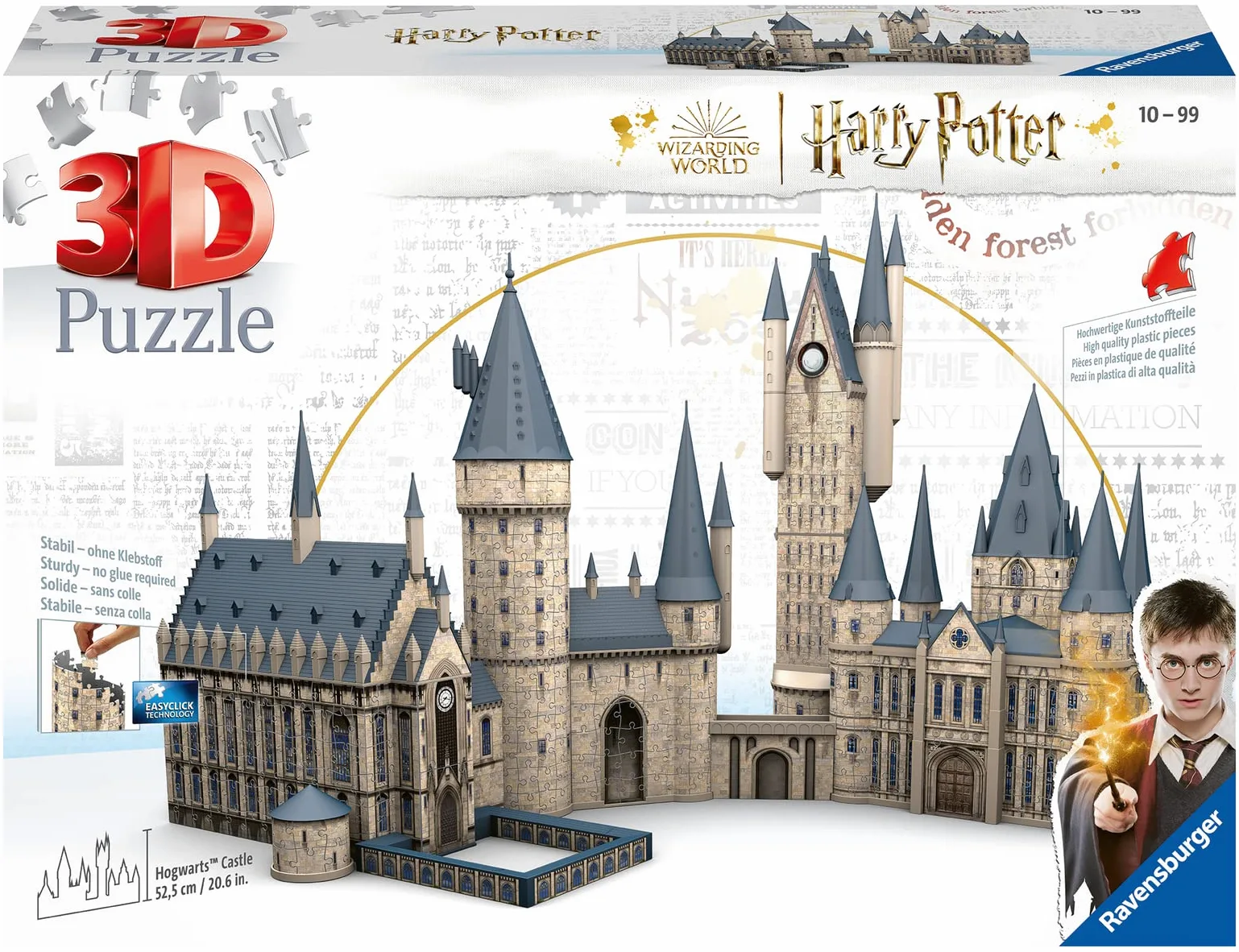 Ravensburger - Puzzle 3D Building - Château de Poudlard : Grande Salle + Tour d'Astronomie/Harry Potter - Dès 10 Ans - 1080 pièces numérotées à Assembler sans Colle - Accessoires Inclus - 11497
