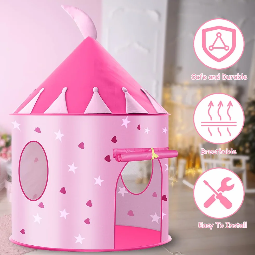 HOTUT Tipi Tente de Jeu pour Enfant avec Étoiles Lumineuses - Tente Pop-Up Portable Cabane Intérieur Extérieur