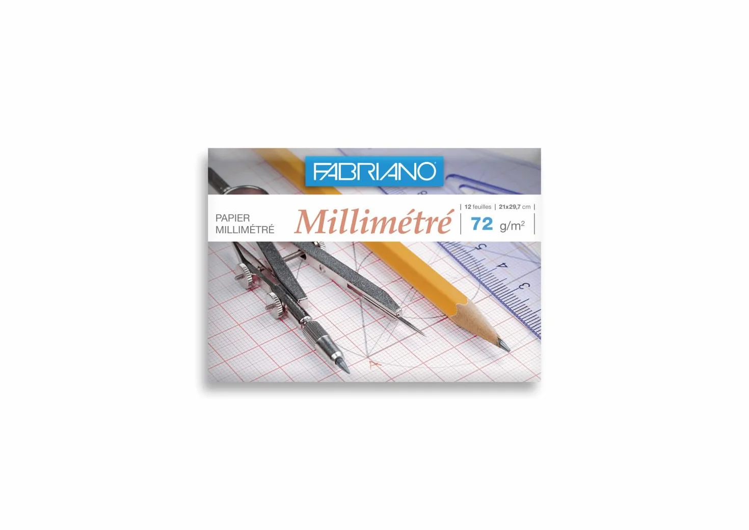 Papier Millimétré Fabriano A4 72g 297x210mm Bistre Lot de 12 Rouge