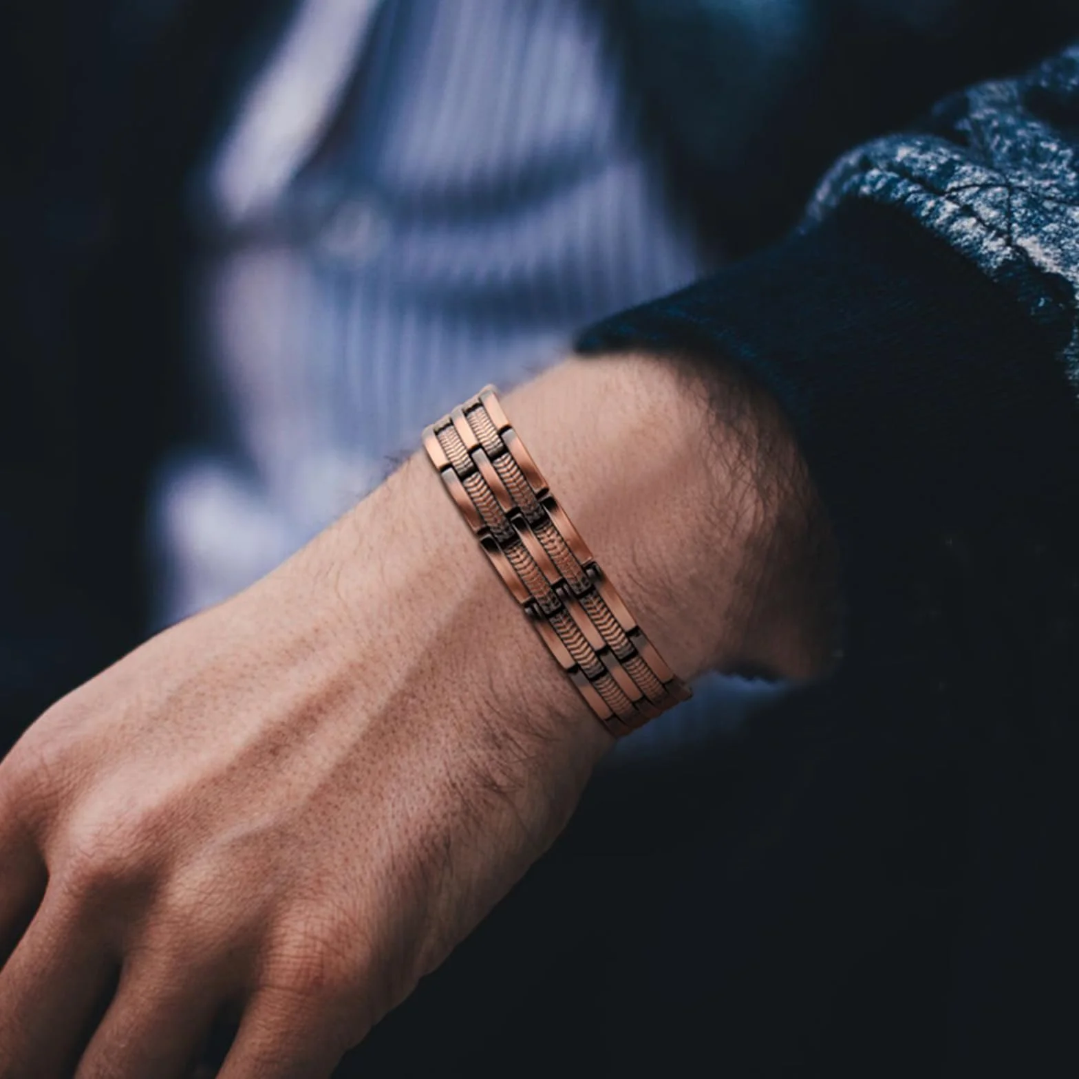 BioMag Bracelet magnétique en cuivre pour homme, 21,8 cm réglable