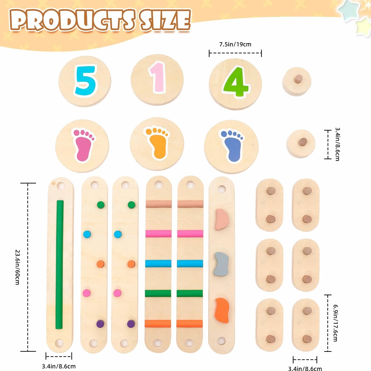 Poutre d'équilibre en bois pour enfants avec 6 pierres d'équilibre, jouets Montessori d'entraînement à l'équilibre