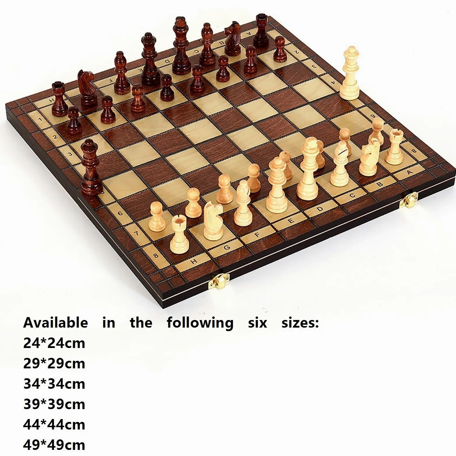 Grand jeu d'échecs de luxe en bois, parfait for les adultes et les débutants. Jeux de société au design pliable unique avec 2 reines.