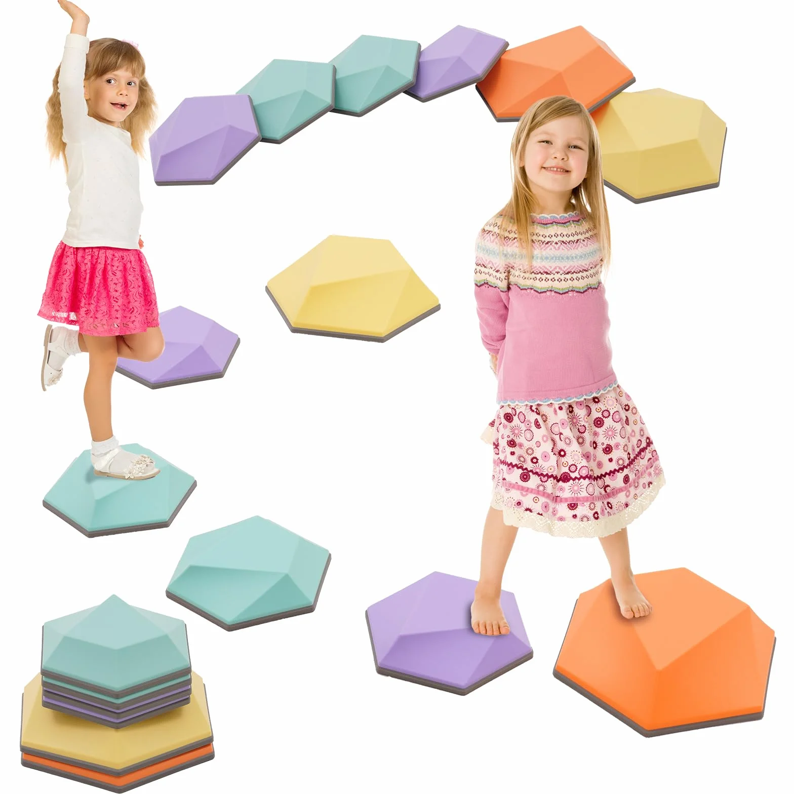 Dalles Sensorielles Antidérapantes Empilables Enfants Parcours Motricité Intérieur Extérieur Pierre d'équilibre