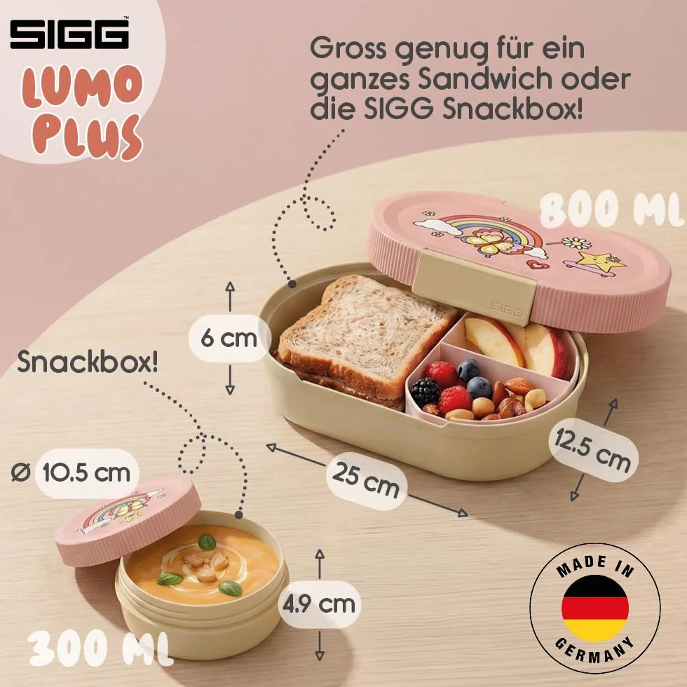 SIGG Lumo Rainbow Plus Boîte à déjeuner enfant 2 en 1 Sans BPA Rose 0,8 l
