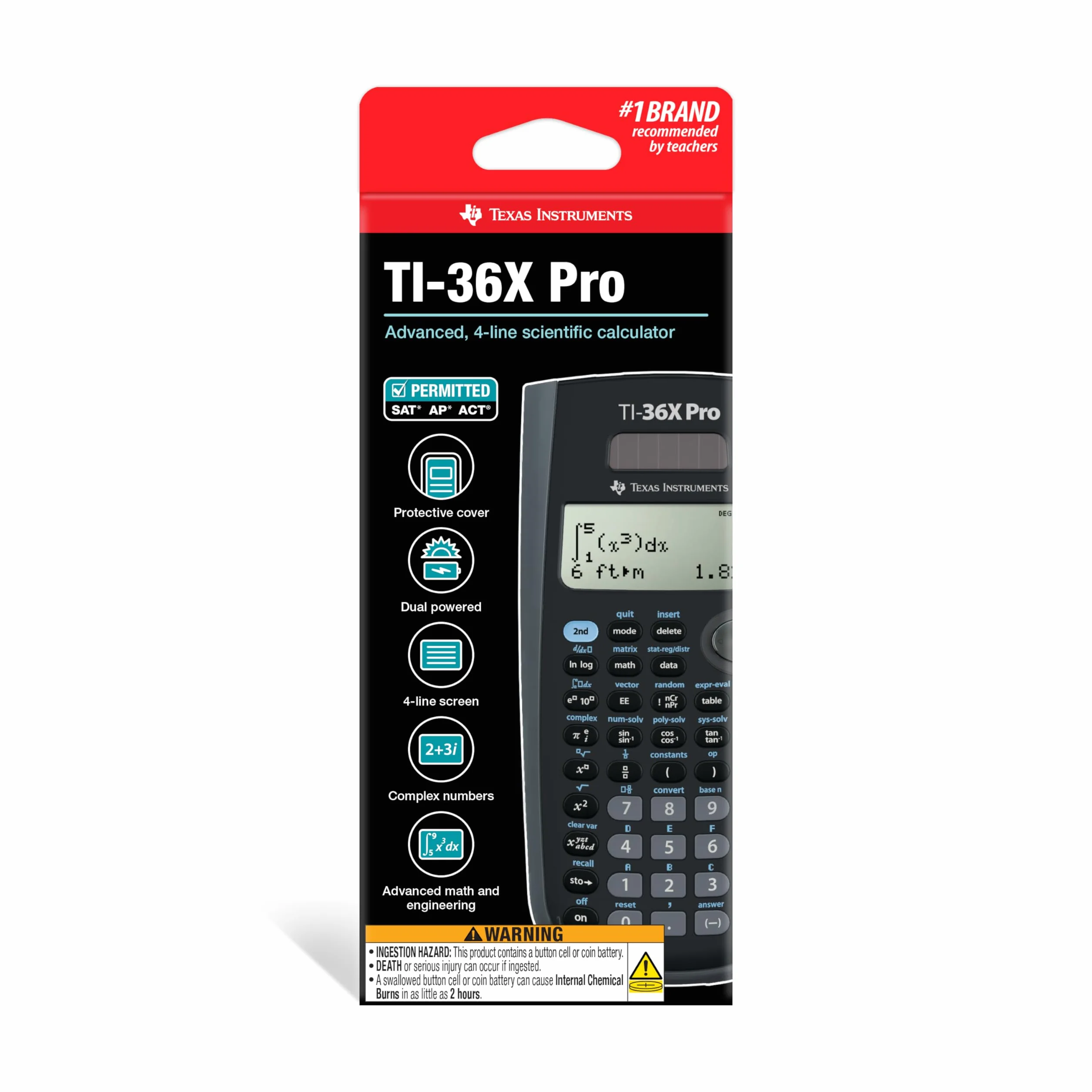 Texas Instruments TI-36X Pro Calculatrice Scientifique Noir