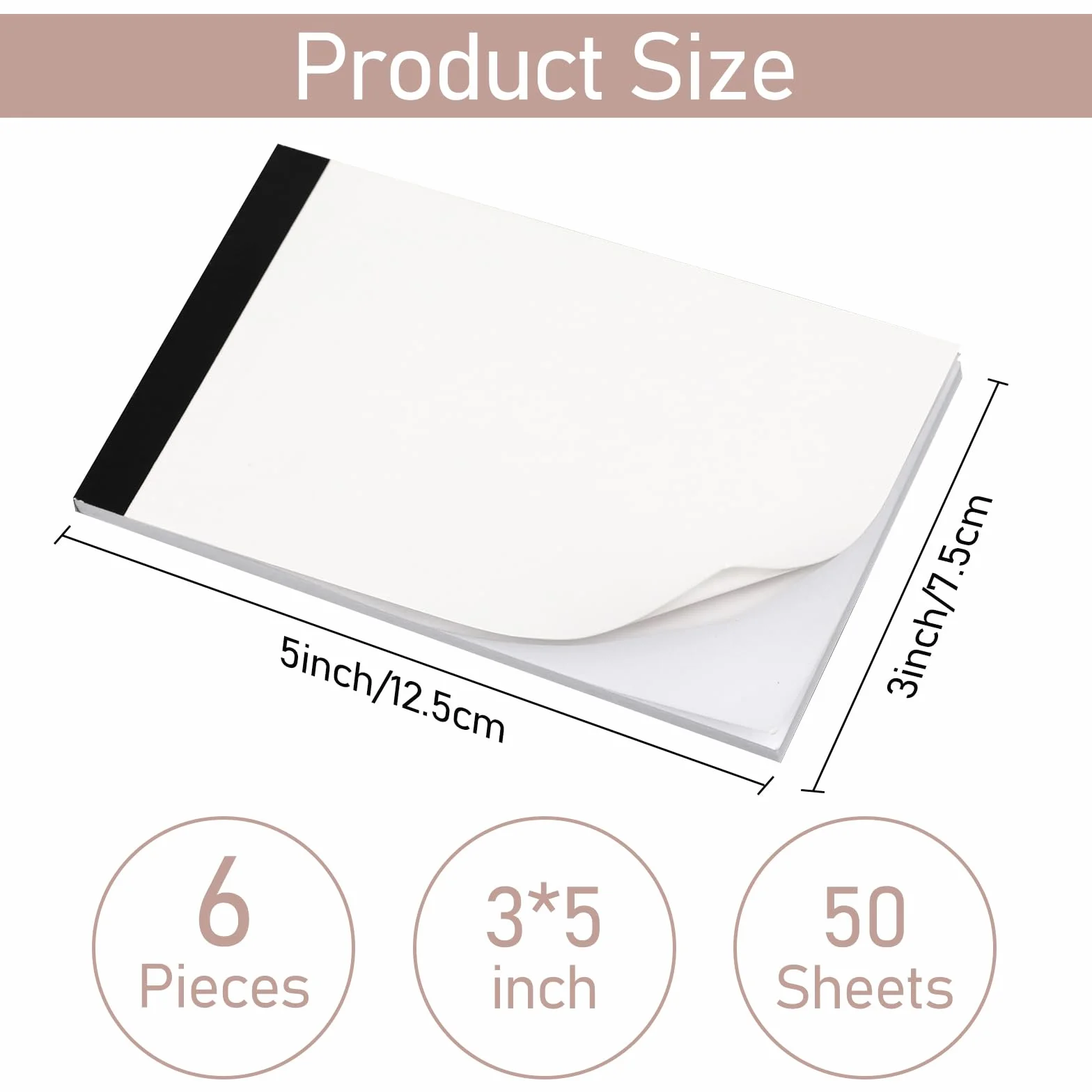 Amaxiu Lot de 6 blocs notes vierges 7.5 x 12.5 cm 300 feuilles