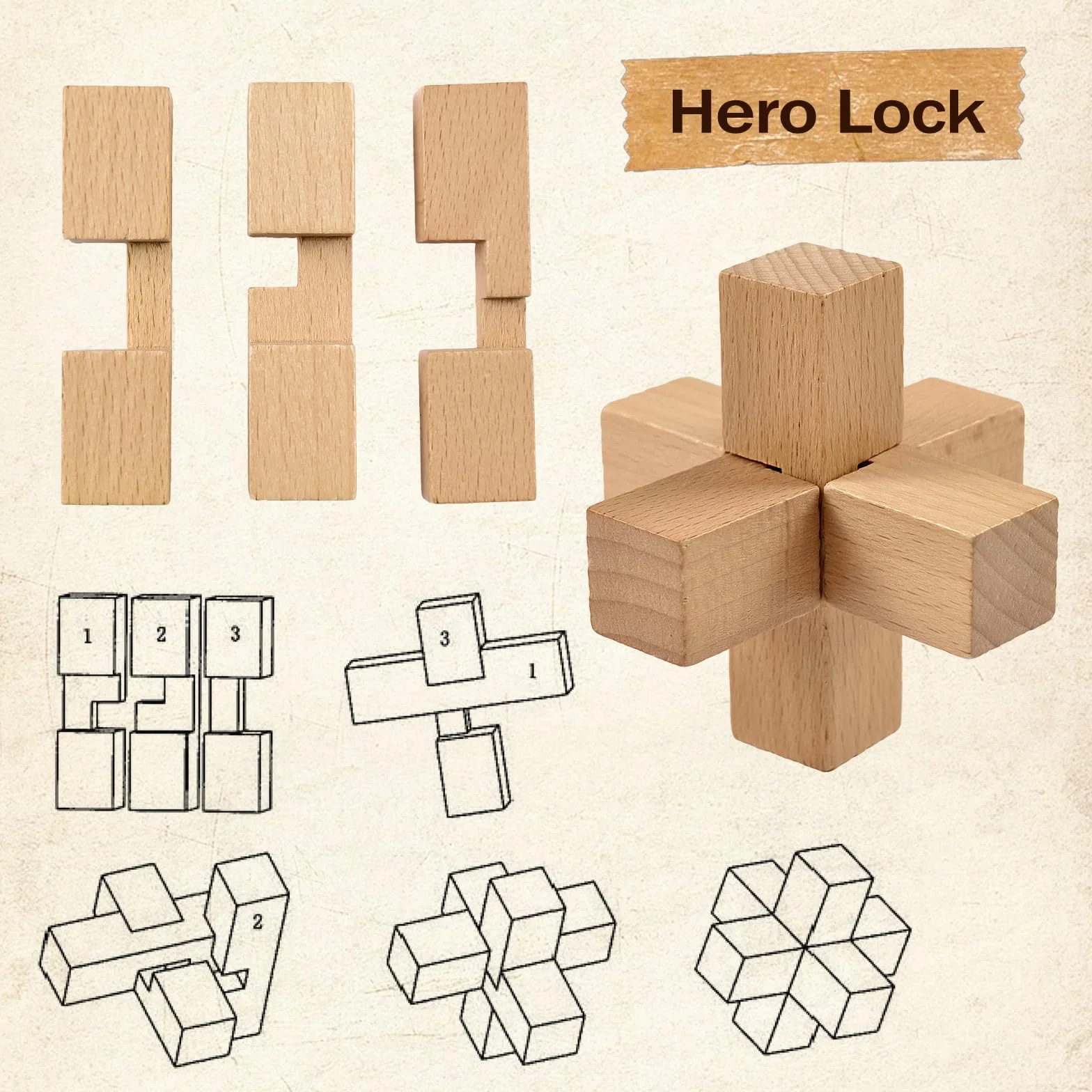 Casse-tête en bois 3D - Jeu de puzzle géométrique logique - Blocs éducatifs pour enfants et adultes