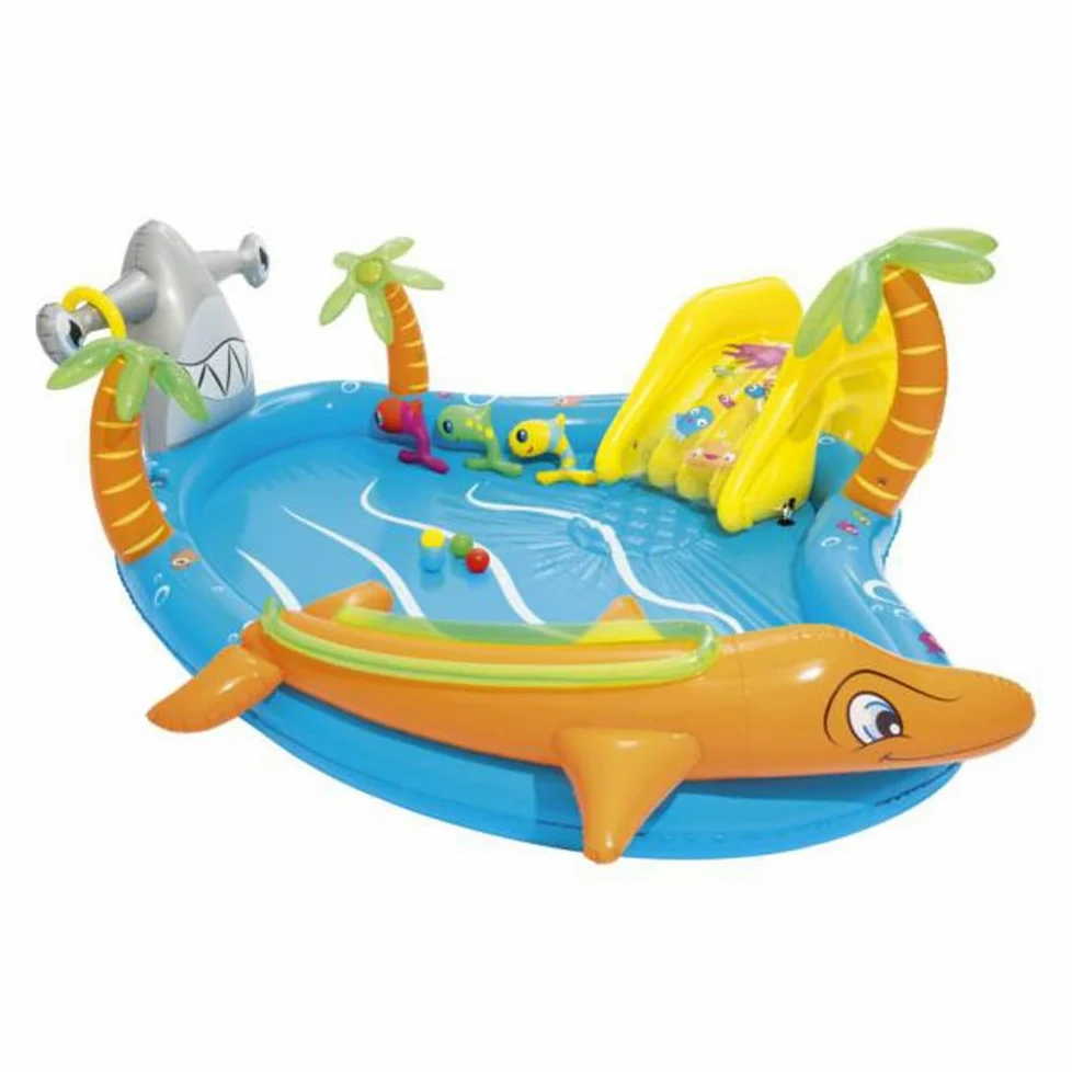 Bestway 53067 Aire de jeux pataugeoire Vie de la Mer 280 x 257 x 87 cm avec arroseur Extra Large Multicolore
