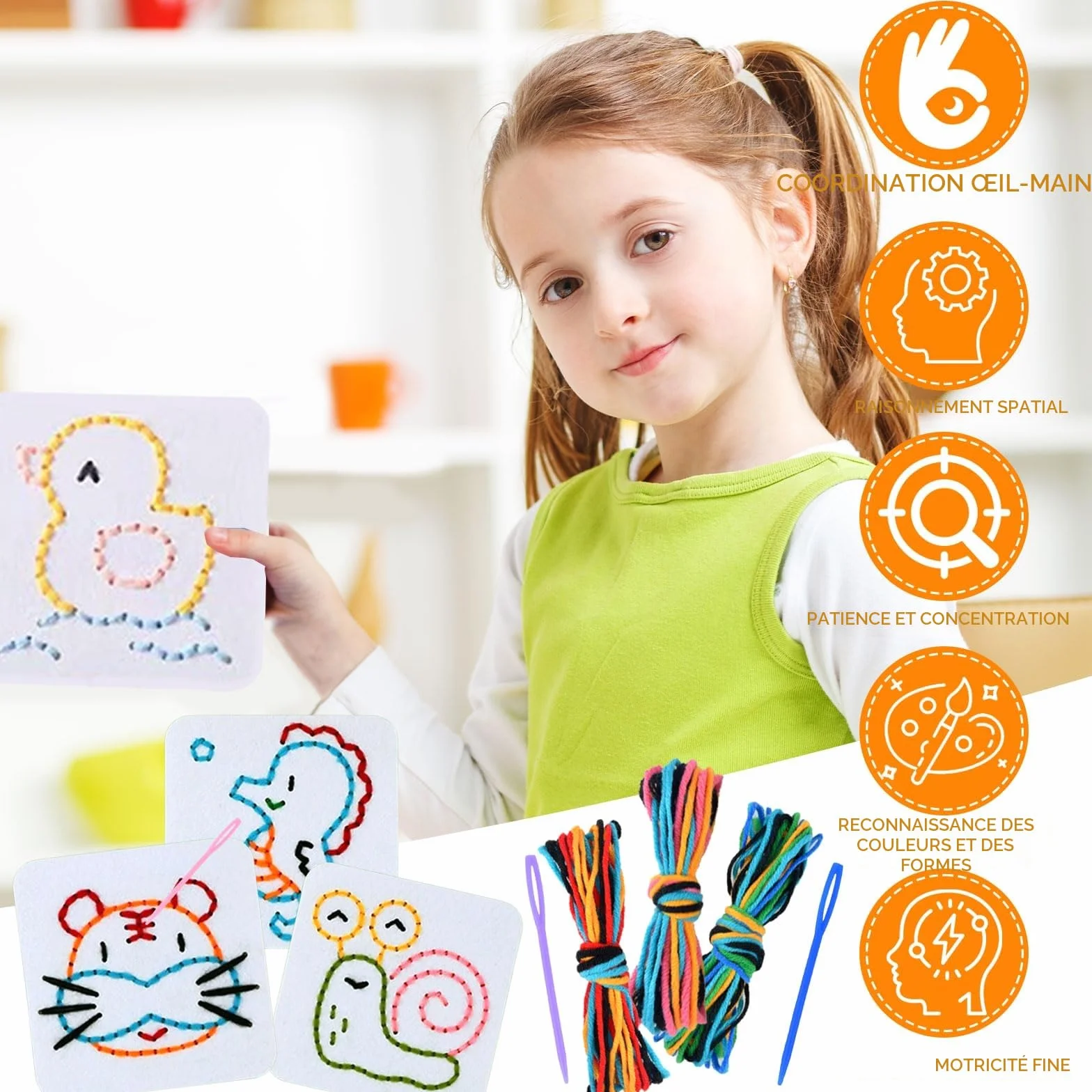 Jouets à Lacer pour Enfants 2-7 ans, Jeux de Couture Sensoriels, Motricité Fine, Cadeaux