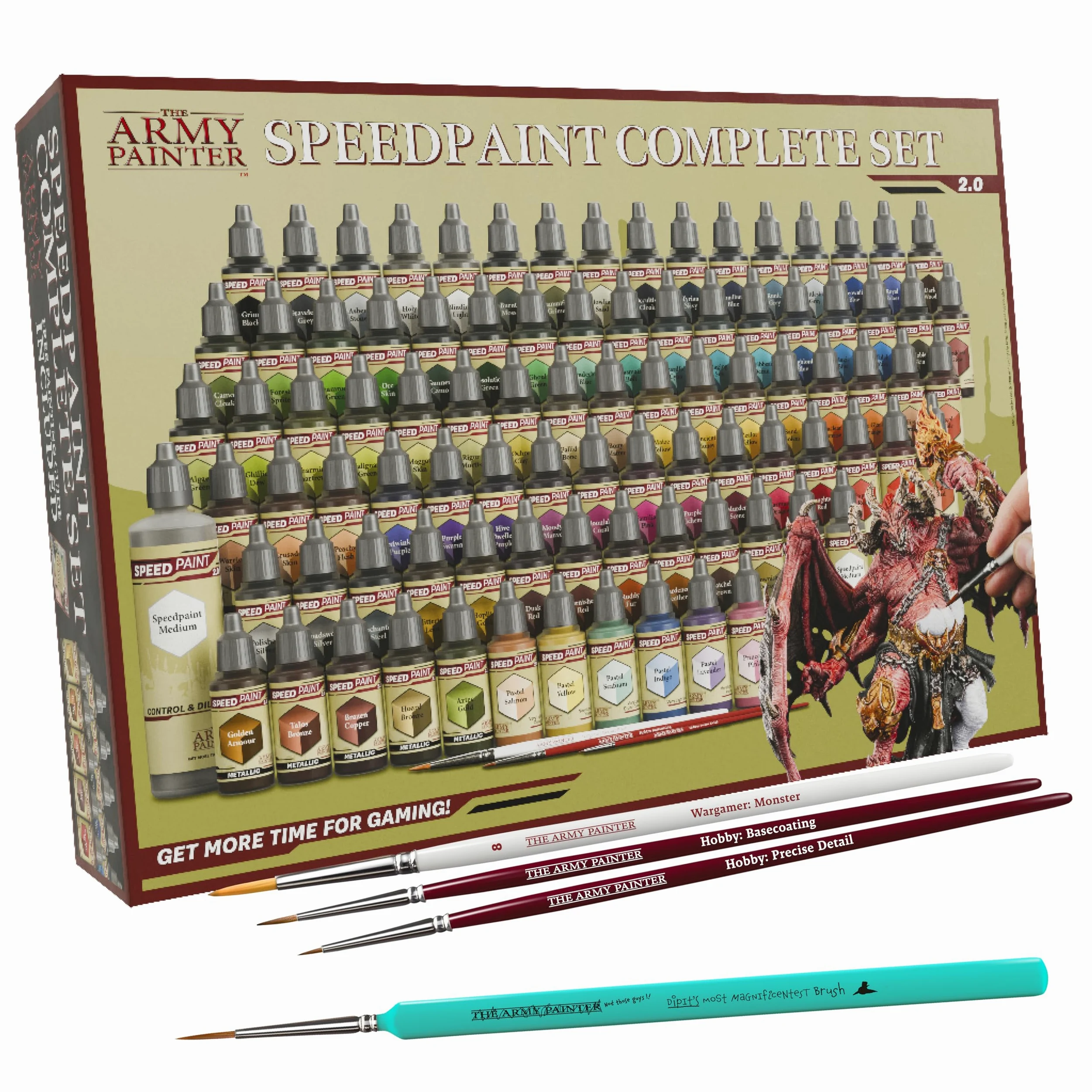 The Army Painter, Speedpaint 2.0 Complete Set Combo, 90 x 18 ml | Peinture acrylique dont 10 métalliques, 4 pinceaux et 1 palette, pour la peinture de figurines Warhammer