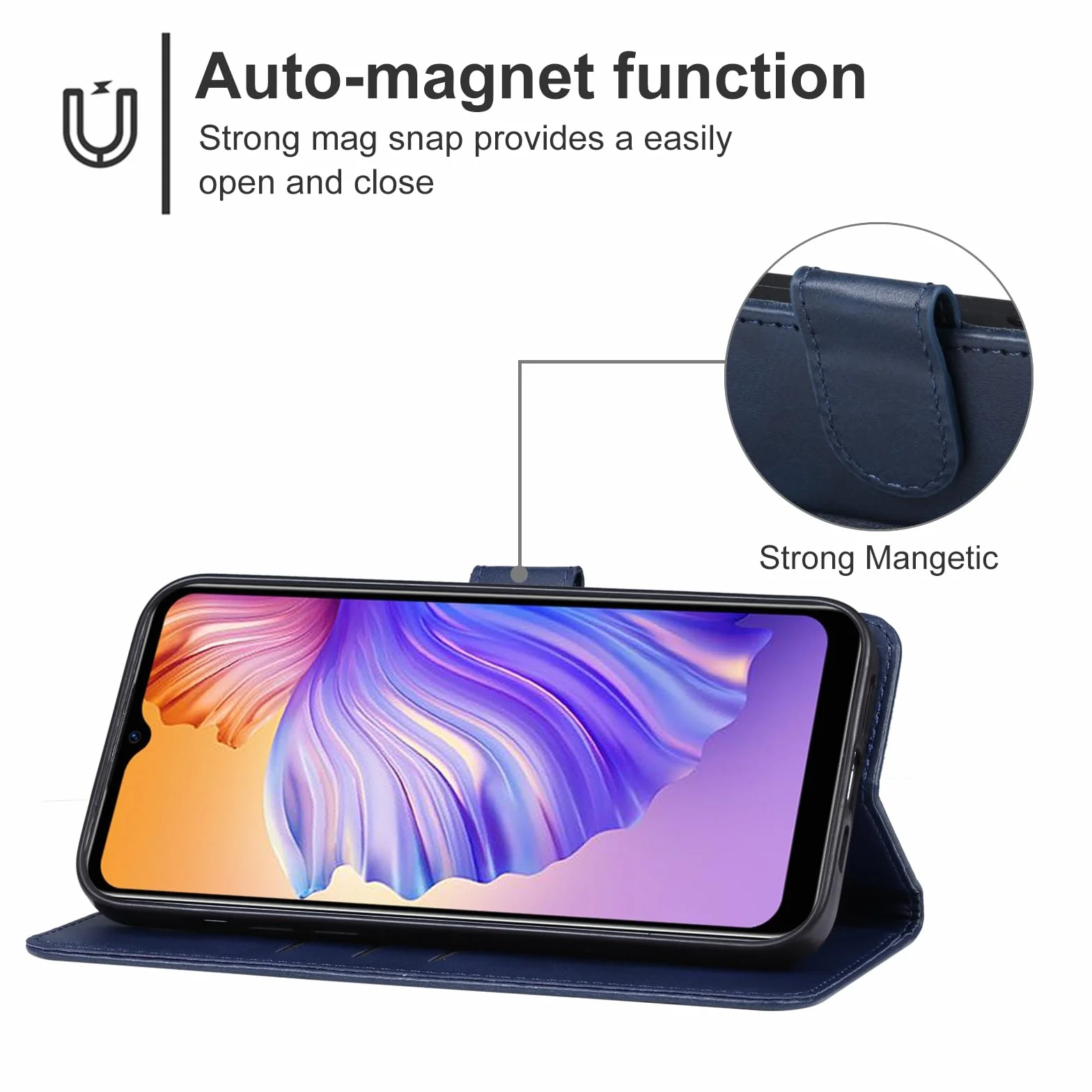 Étui compatible DOOGEE N50 N50S coque flip livre cuir magnétique porte carte bleu