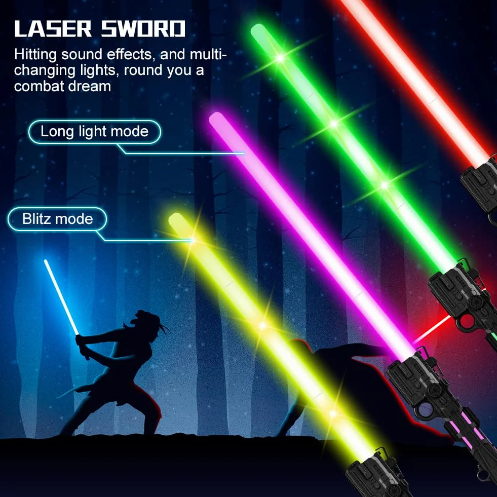 Sabre Laser OSDUE 7 Couleurs Lumineux LED avec Son Épées Laser Jouet Cosplay Noir