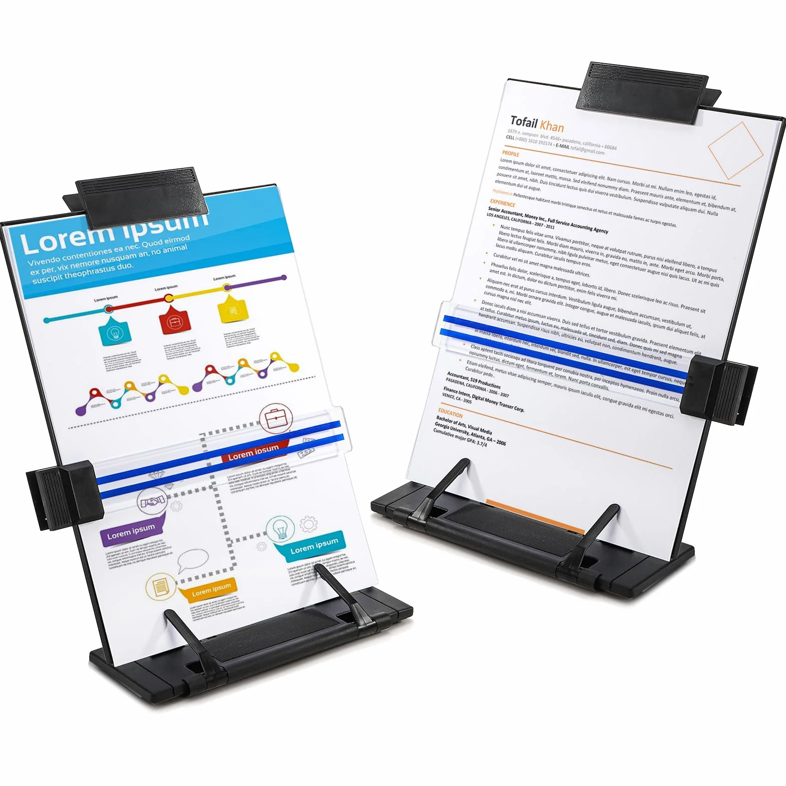Lawei Lot de 2 Porte-copie chevalet avec guides-lignes pour documents A4 30 x 11 x 23cm