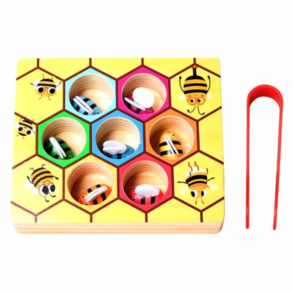 Jouet Montessori Abeille à Clip, Jeu de tri des Couleurs en Bois et Motricité Fine