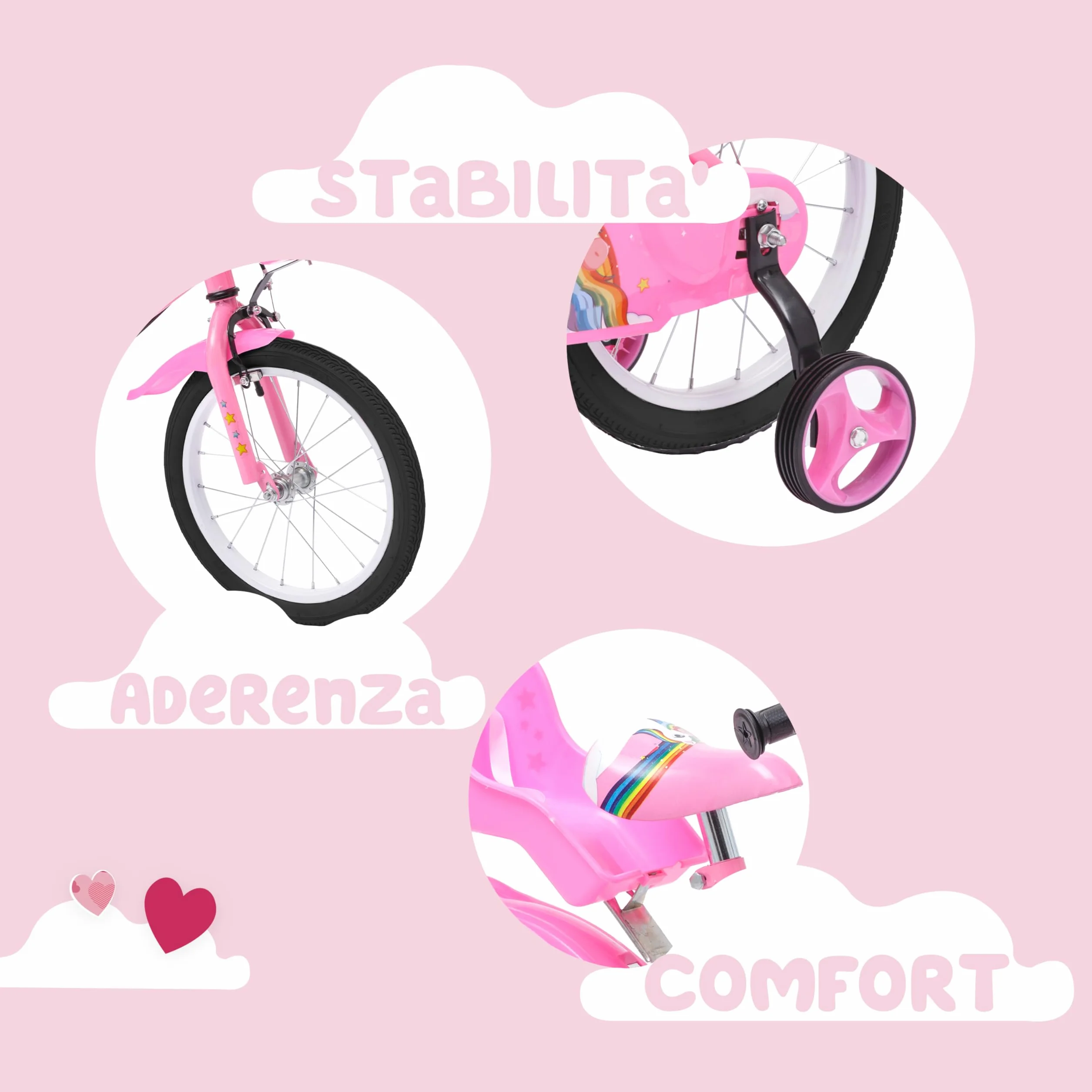 Baroni Toys Vélo de Sport Bleu pour Enfants 12 14 16 Pouces Acier