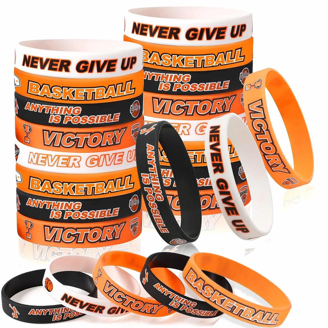 Bracelet de Basket-Ball en Silicone 24 Pièces Motivation Enfants Adolescents Cadeaux Sports