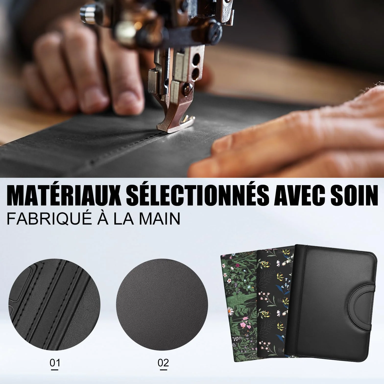 Leathario Porte Documents A4 Portfolio avec Stylo et 5 Intercalaires 10 Pochettes Padfolio Poignée Magnétique