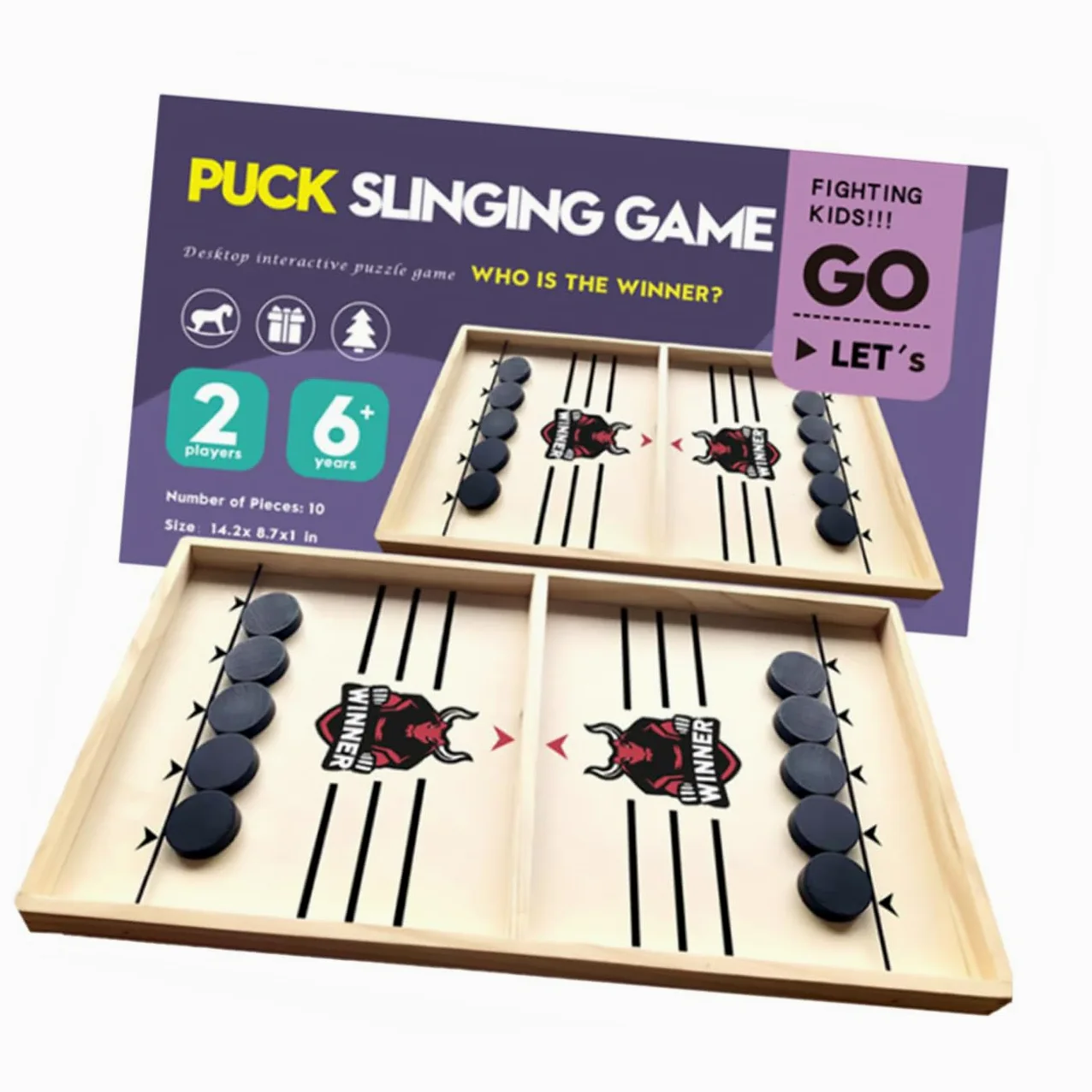 Abaodam Jeu de Palets en Bois Éducatif Petite Taille pour Garçon et Filles et Adultes Bataille de Bureau à Deux Joueurs Jeu de Société Interactif Familial et Compétition Conviviale