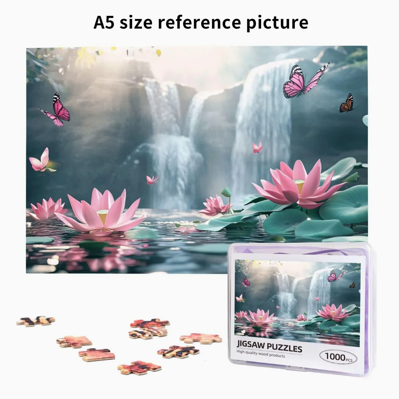 Puzzle 1000 Pieces Papillon Puzzle Automne 1000 Pièces Grand Adultes Difficile Jigsaw en Bois avec Boîte Cadeau, DIY Challenge Impossible Créatif Jeu pour Adulte, Decoration Maison 75x50cm E-1880