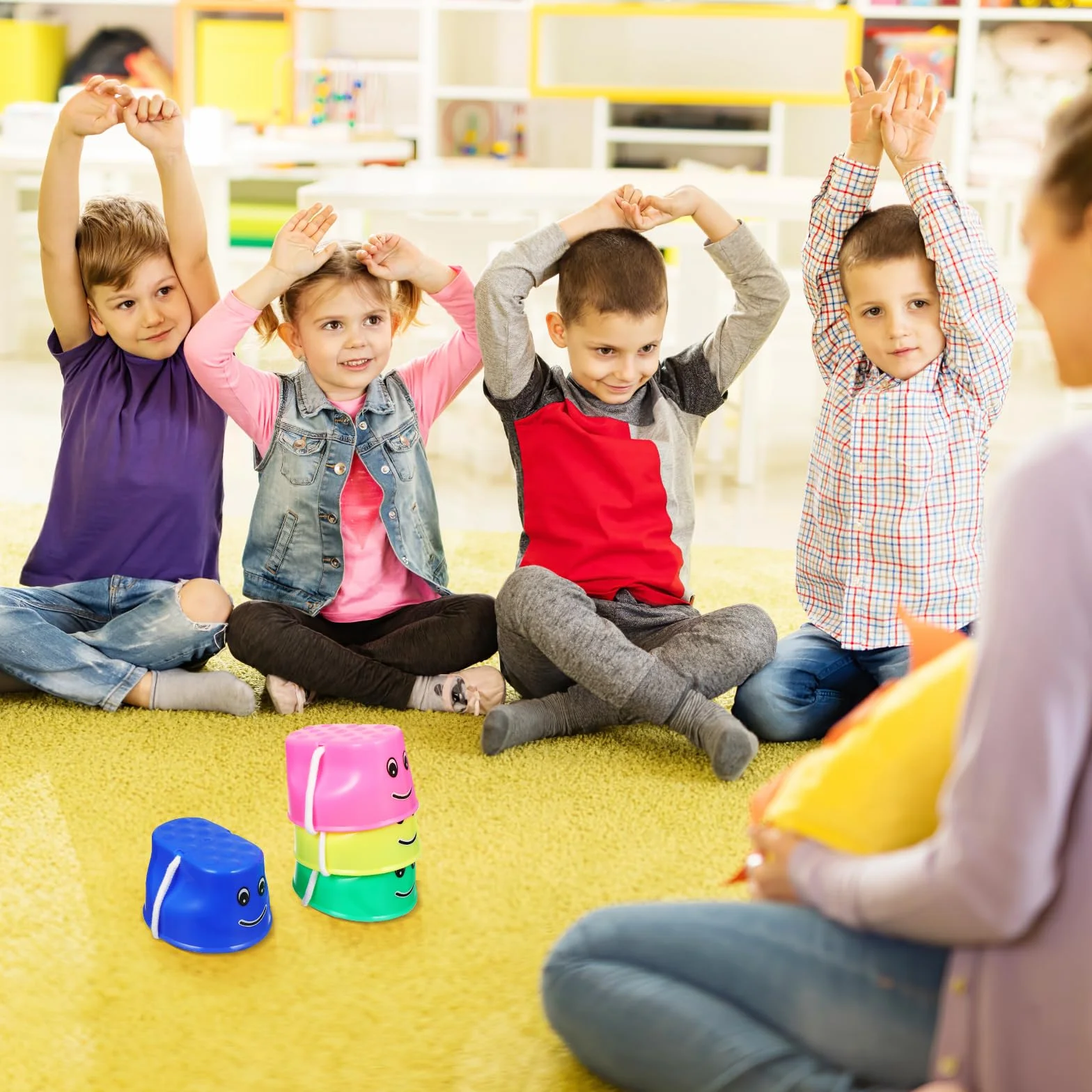 Échasses pour enfants Supvox - 4 pièces, entraînement sensoriel, équilibre, concentration, empilables, couleurs mélangées