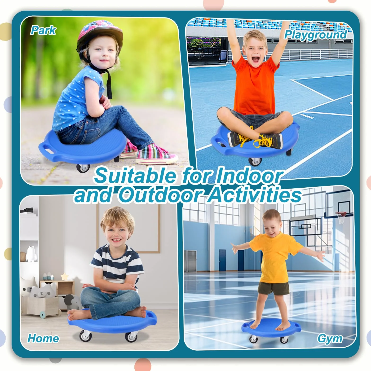 Planche à Roulettes pour Enfant avec Poignées, Roues Silencieuses, Jouet Éducatif