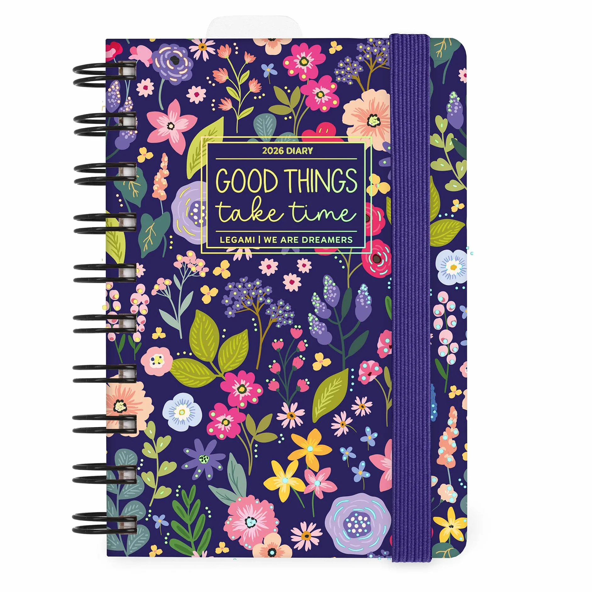 Legami Agenda journalier Spiralé Small 2026 Flowers 12 mois 8,5 x 13 cm papier FSC