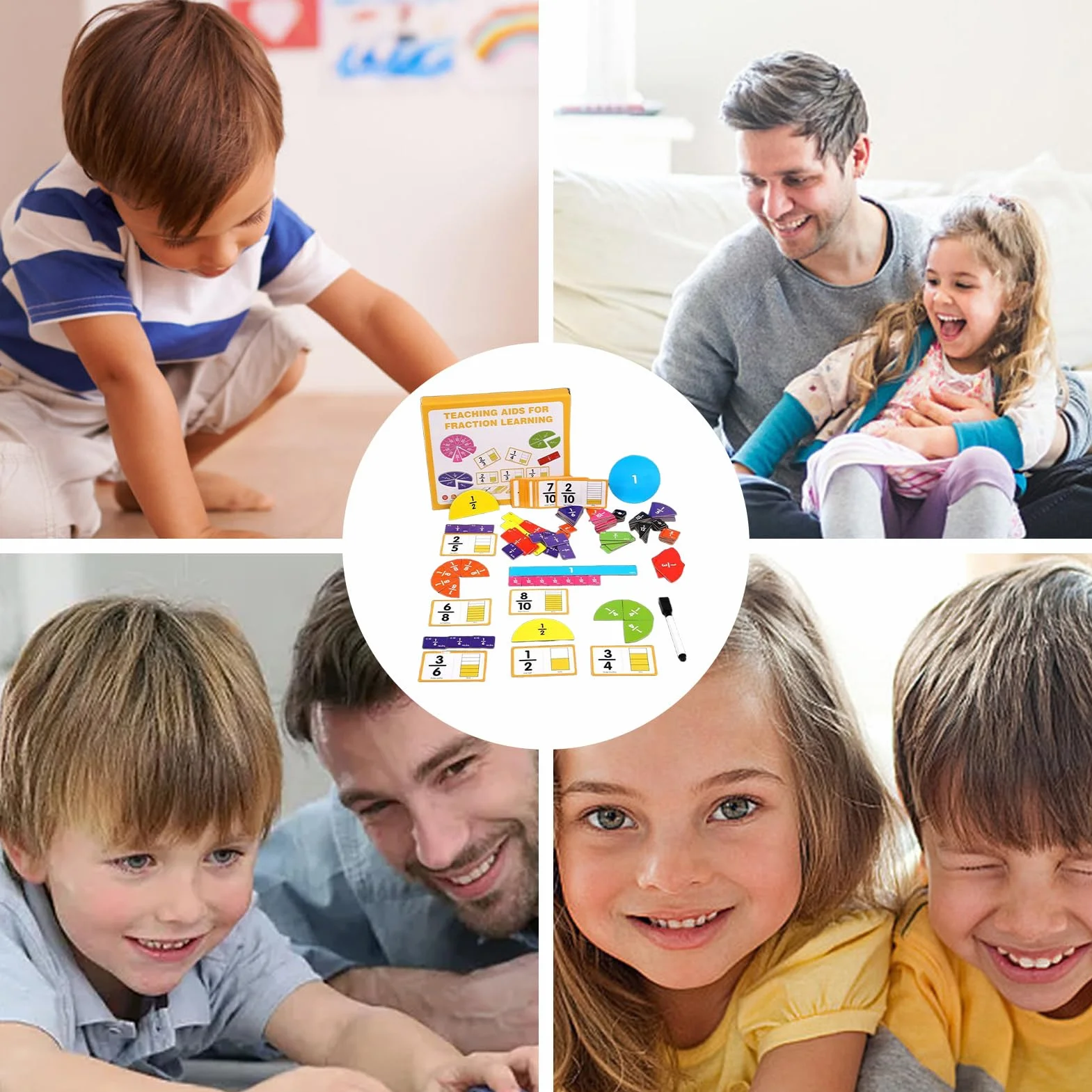 Fractions magnétiques - Matériel de manipulation des fractions, Jeu éducatif pour enfants dès 3 ans