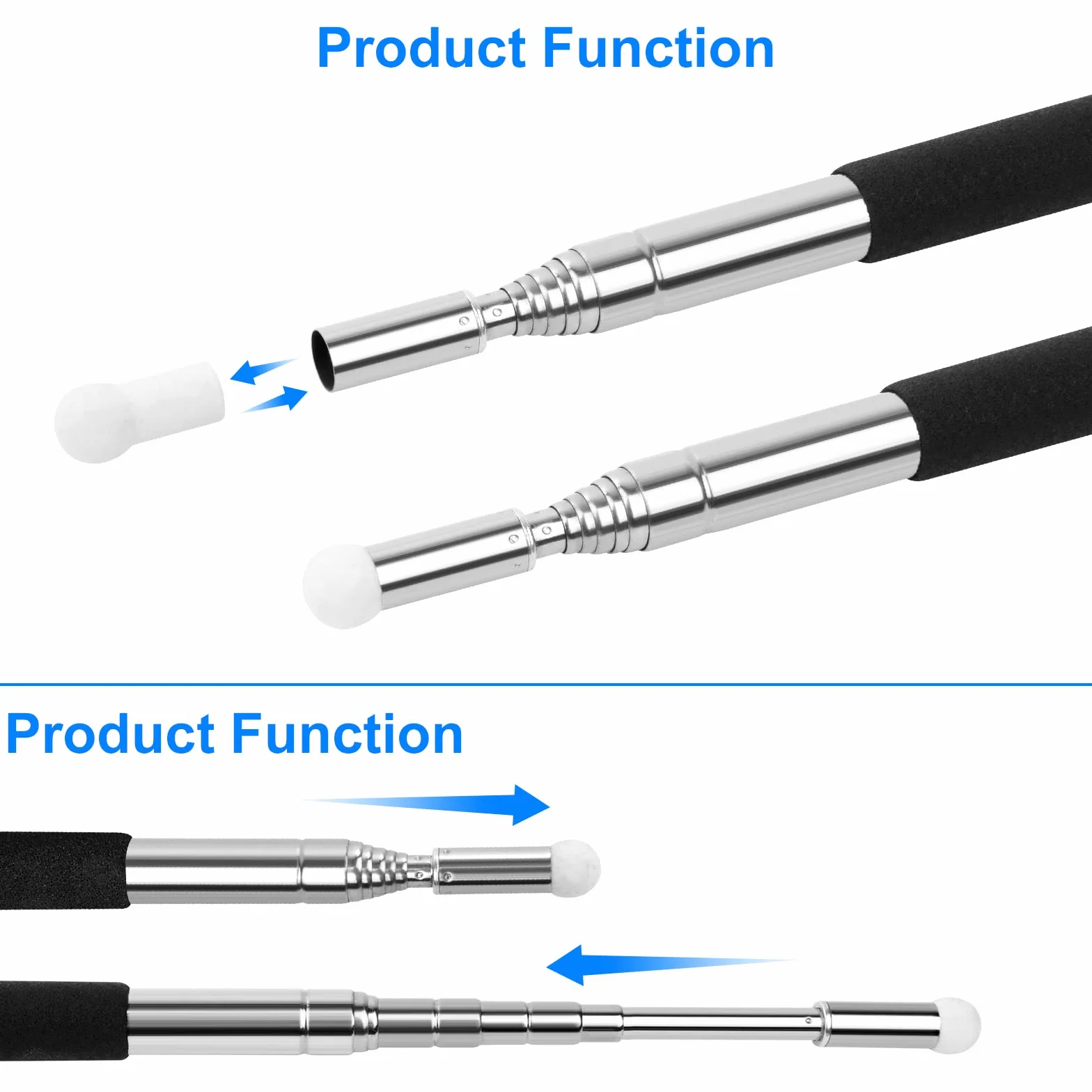 Pointeur Rétractable Vicloon 1 mètre Baguette Télescopique pour Enseignement Présentation