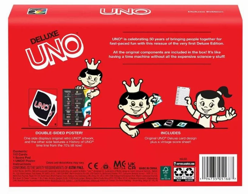 Deluxe UNO Card Game, America's Family Card Game Sensation! Réédition du 50e anniversaire
