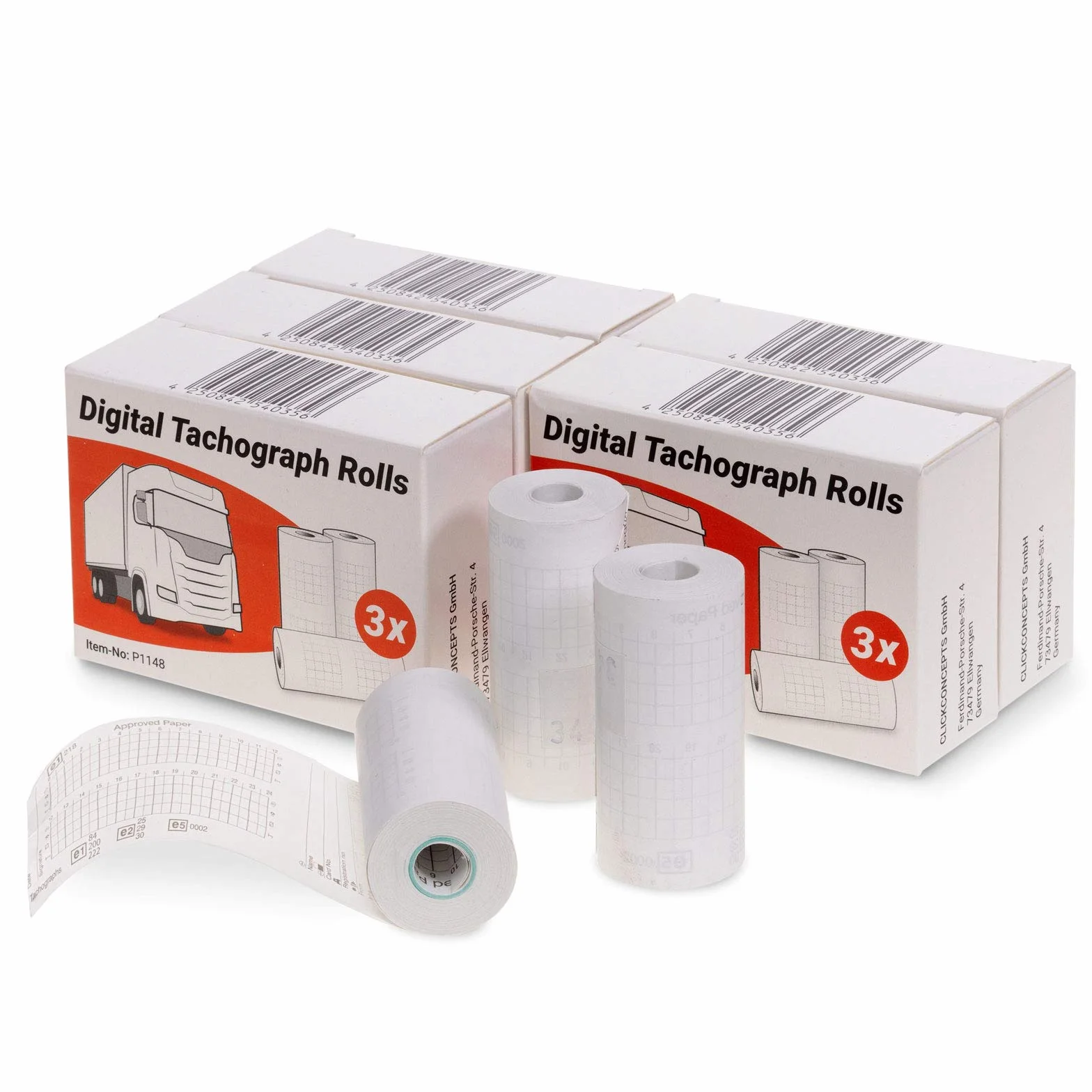 Rouleaux tachygraphe 8m papier thermique 57/28/7 pour camion - Pack de 15